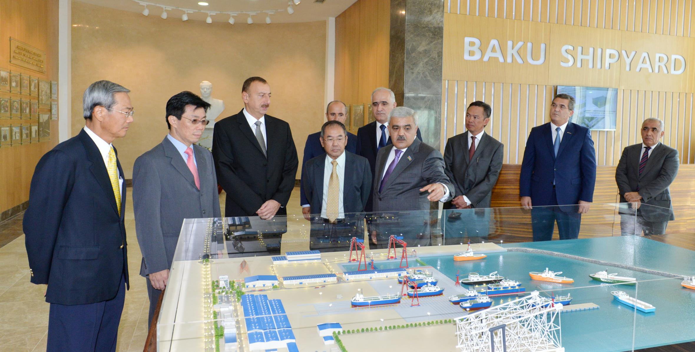 Ильхам Алиев принял участие в церемонии открытия Бакинского судостроительного завода