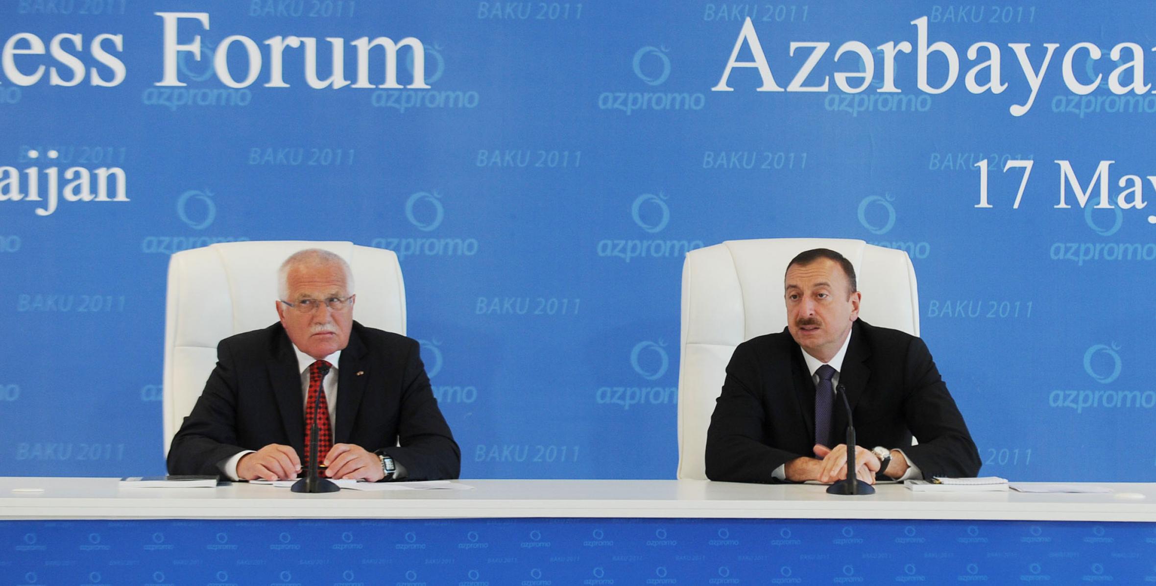 Ilham Aliyev and Czech President Václav Klaus participated in Business Forum