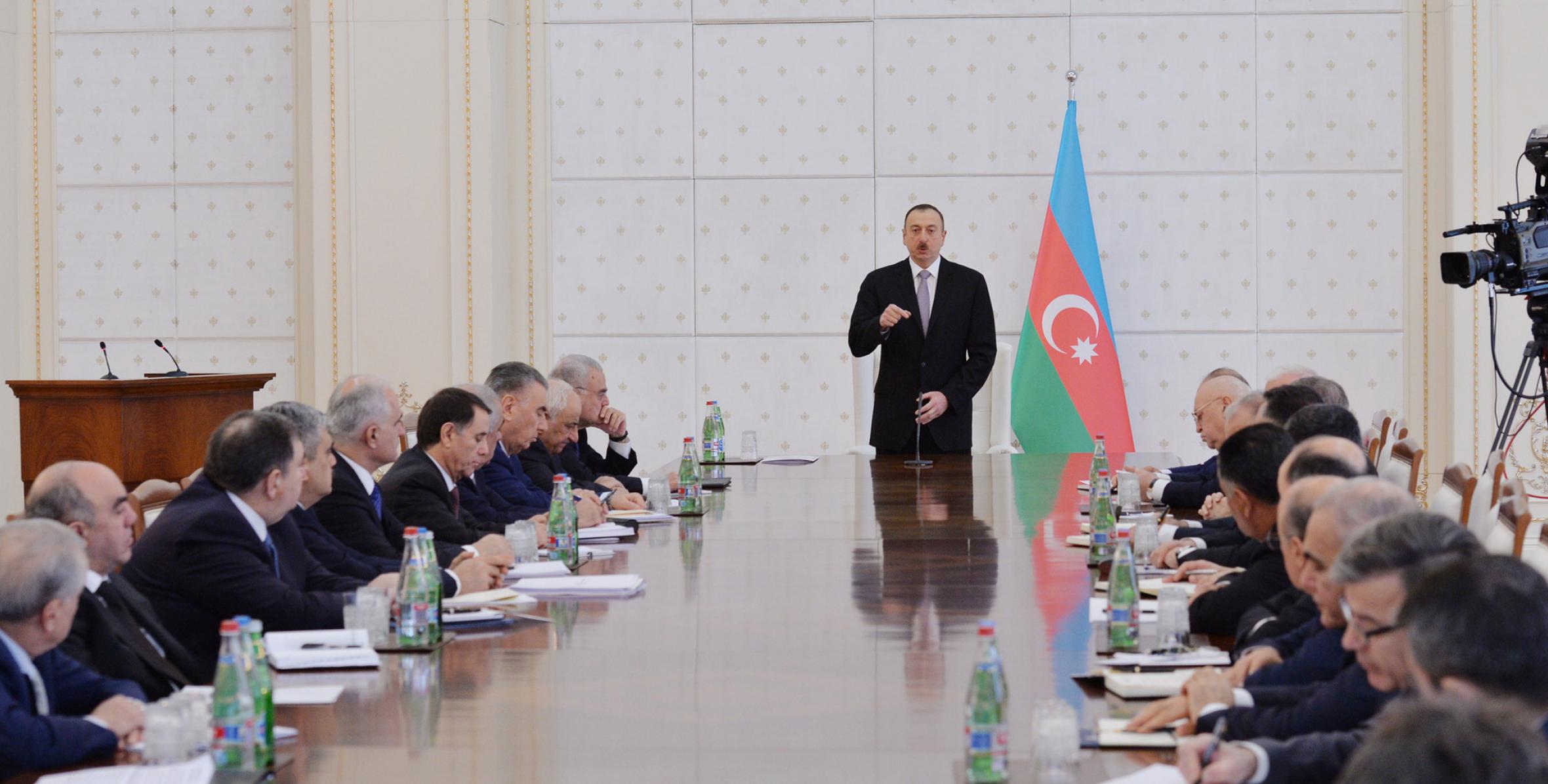 Opening speech by Ilham Aliyev at the meeting of the Cabinet of Ministers dedicated to the results of socioeconomic development in 2014 and objectives for 2015