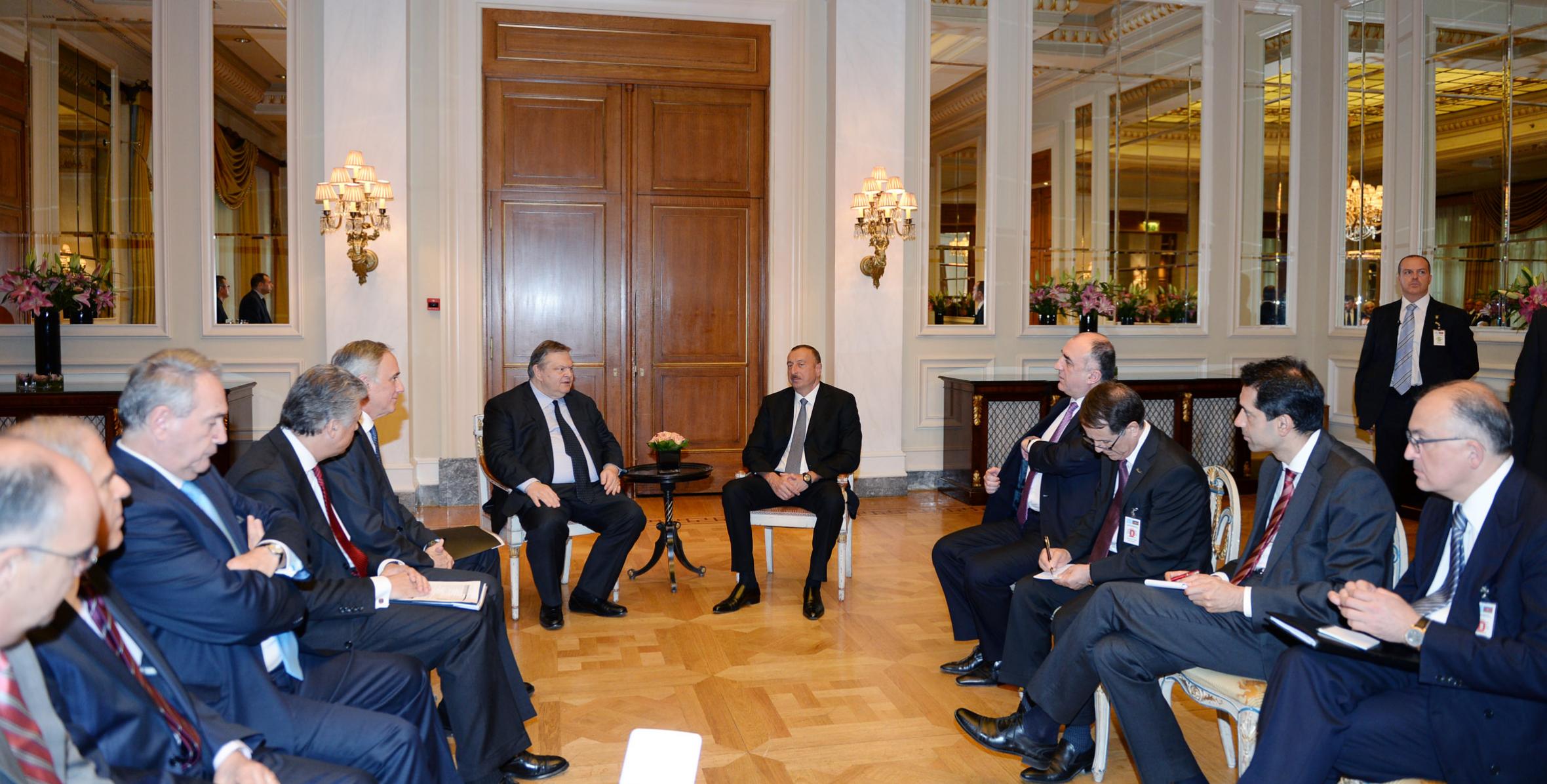 Ильхам Алиев встретился с заместителем премьер-министра, министром иностранных дел Греции Евангелосом Венизелосом