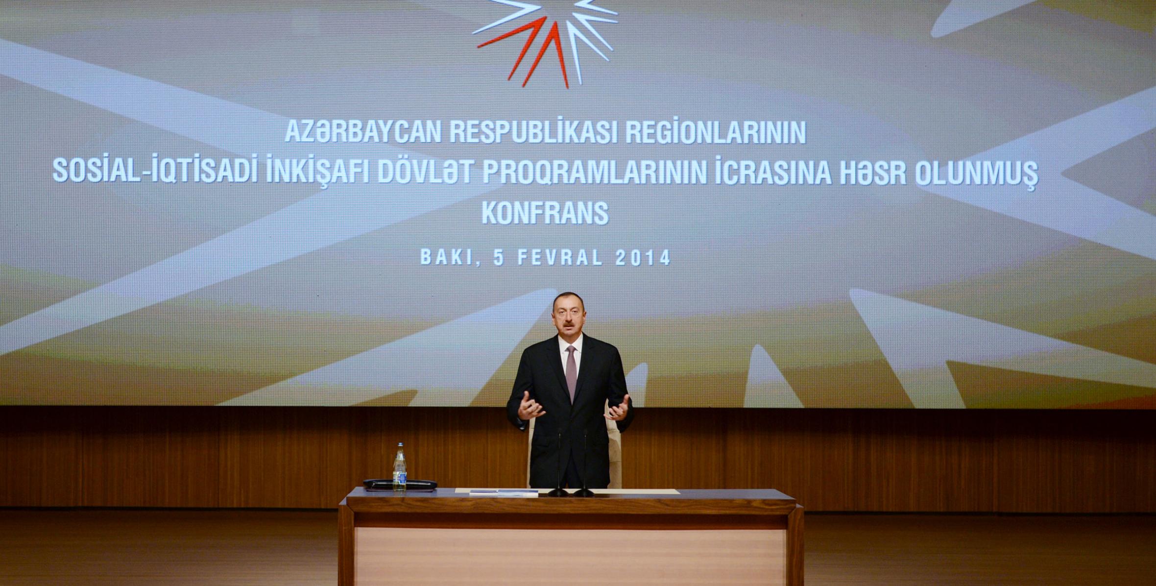 Вступительная речь Ильхама Алиева на конференции, посвященной реализации государственных программ социально-экономического развития регионов Азербайджанской Республики