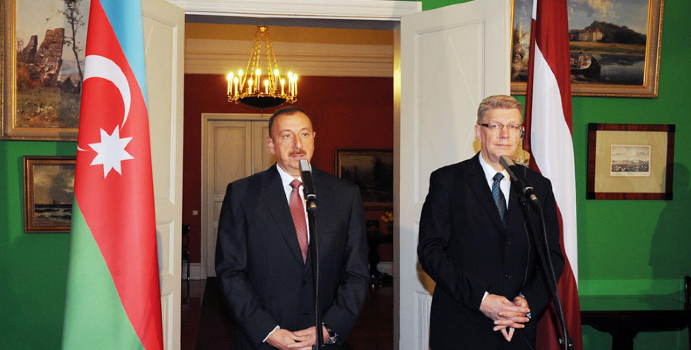 Состоялась совместная пресс-конференция президентов Азербайджана и Латвии