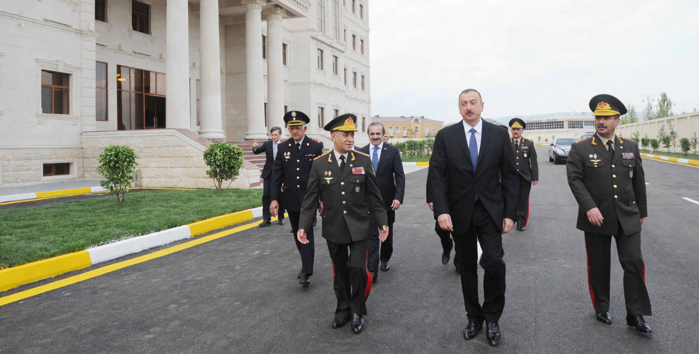 Ilham Aliyev reviewed an interior troops unit in Hajigabul after reconstruction