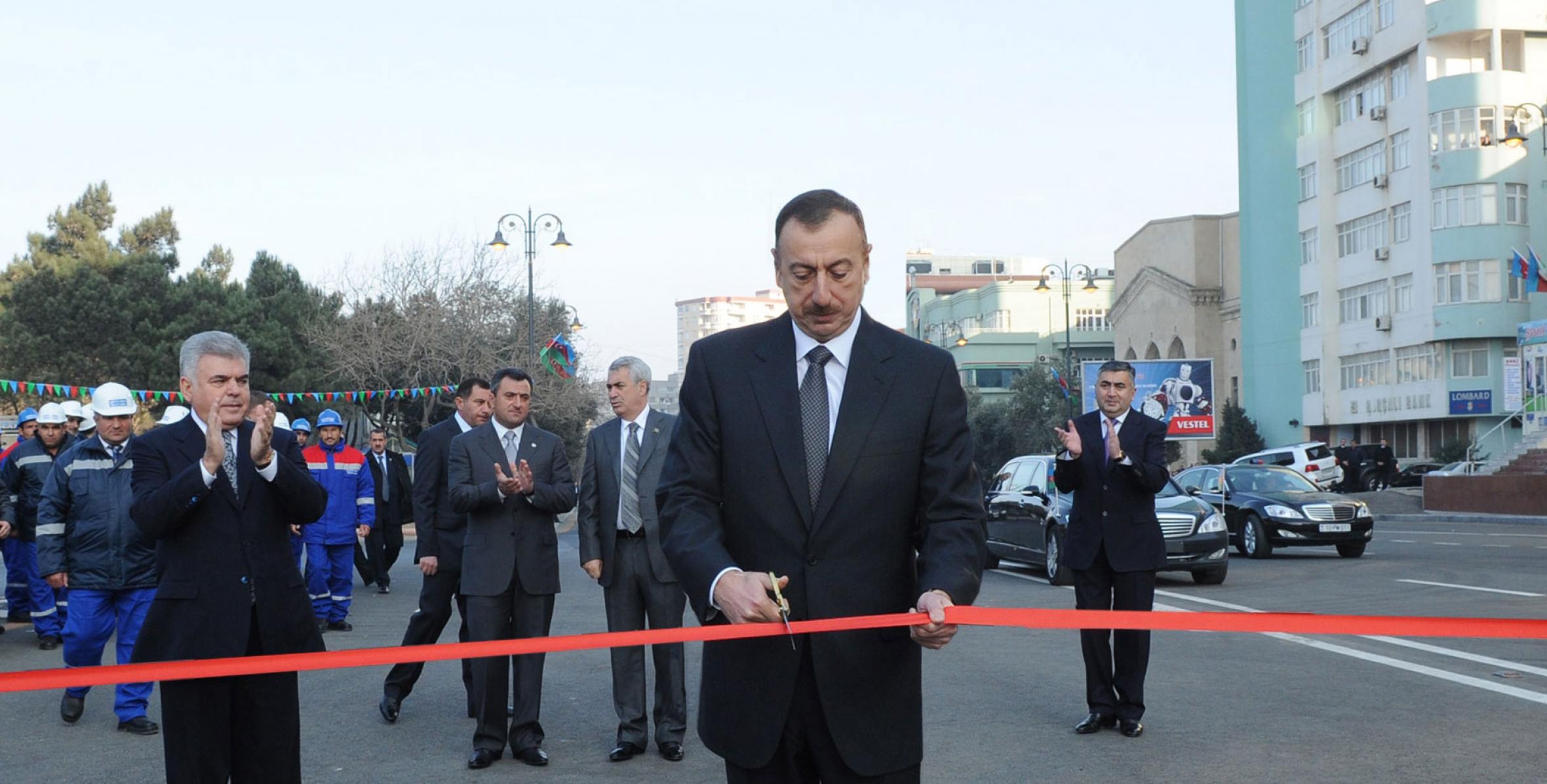 Ilham Aliyev attended the opening of various road-transportation facilities newly constructed in the capital