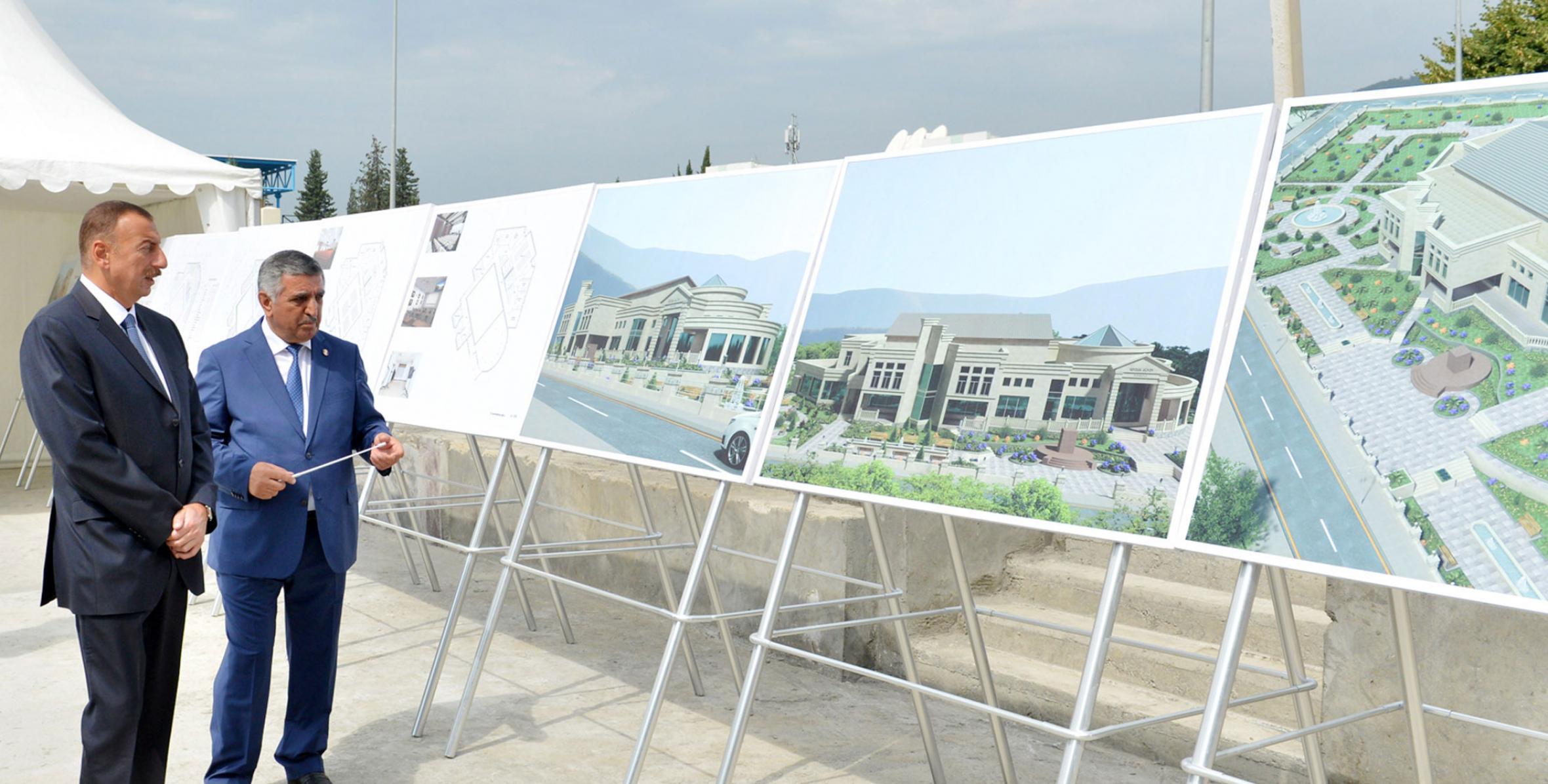 Ильхам Алиев ознакомился с ходом строительства здания Центра Гейдара Алиева в Загатале