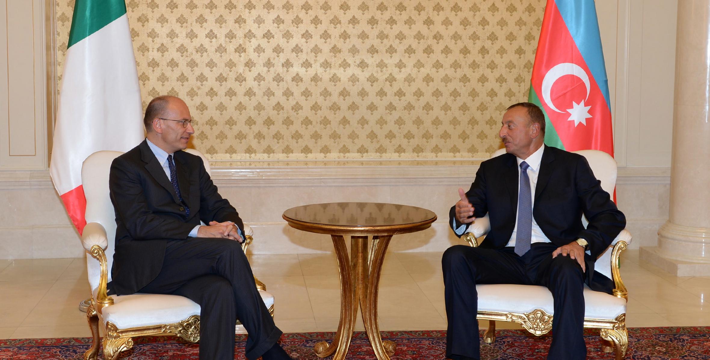 Состоялась встреча Ильхама Алиева и председателя Совета Министров Италии Энрико Летты один на один