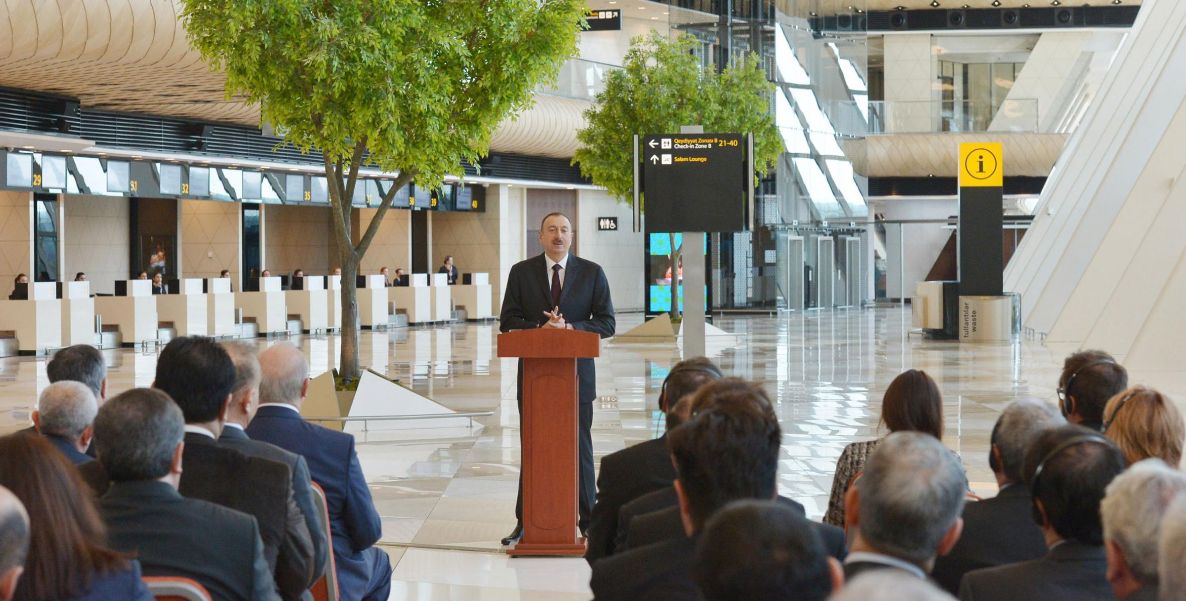 Heydər Əliyev Beynəlxalq Aeroportunun yeni aerovağzal kompleksinin açılışında İlham Əliyevin nitqi