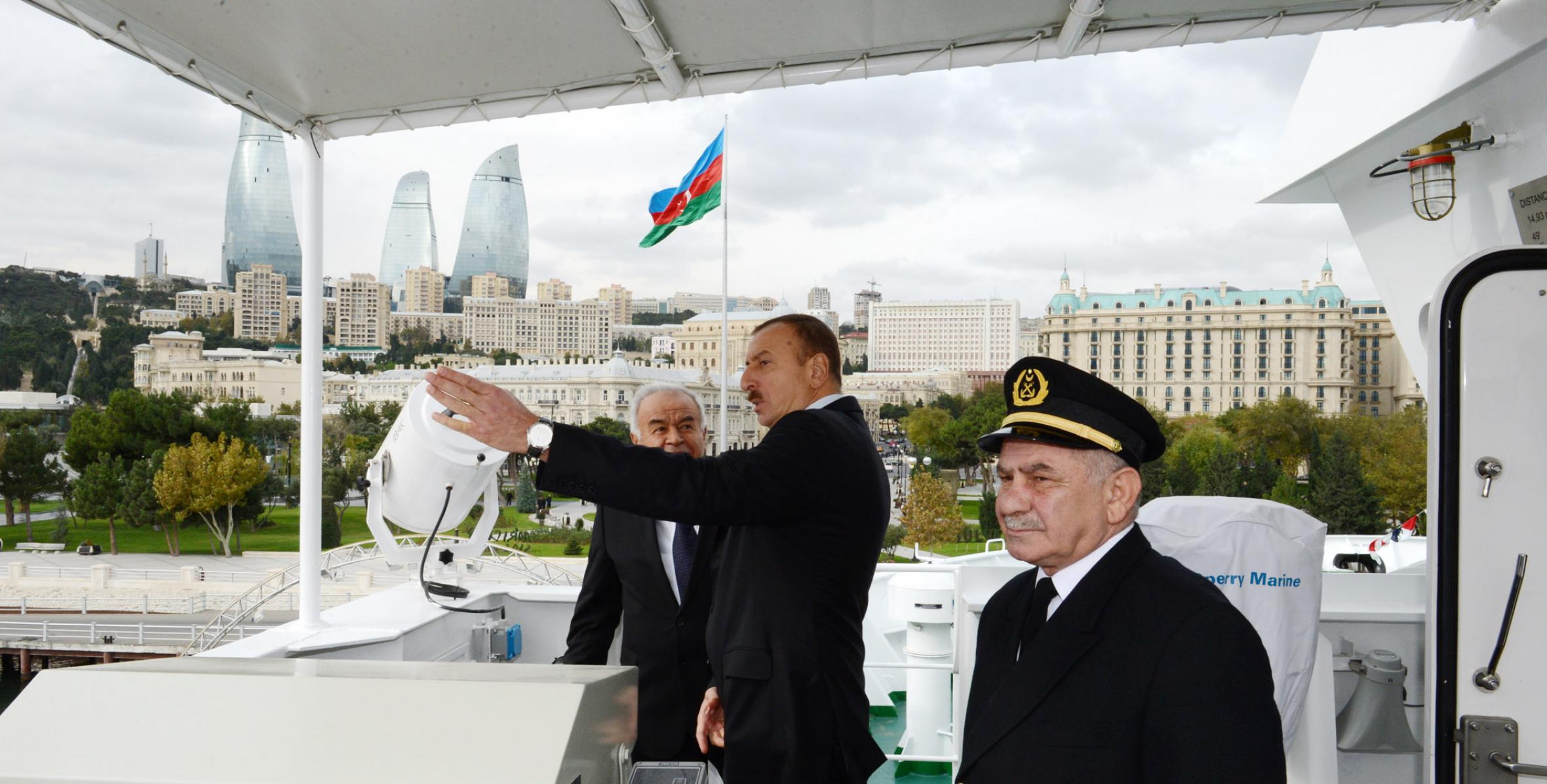 Ильхам Алиев принял участие в церемонии сдачи в эксплуатацию паромов «Балакен» и «Барда» Государственного Каспийского морского пароходства