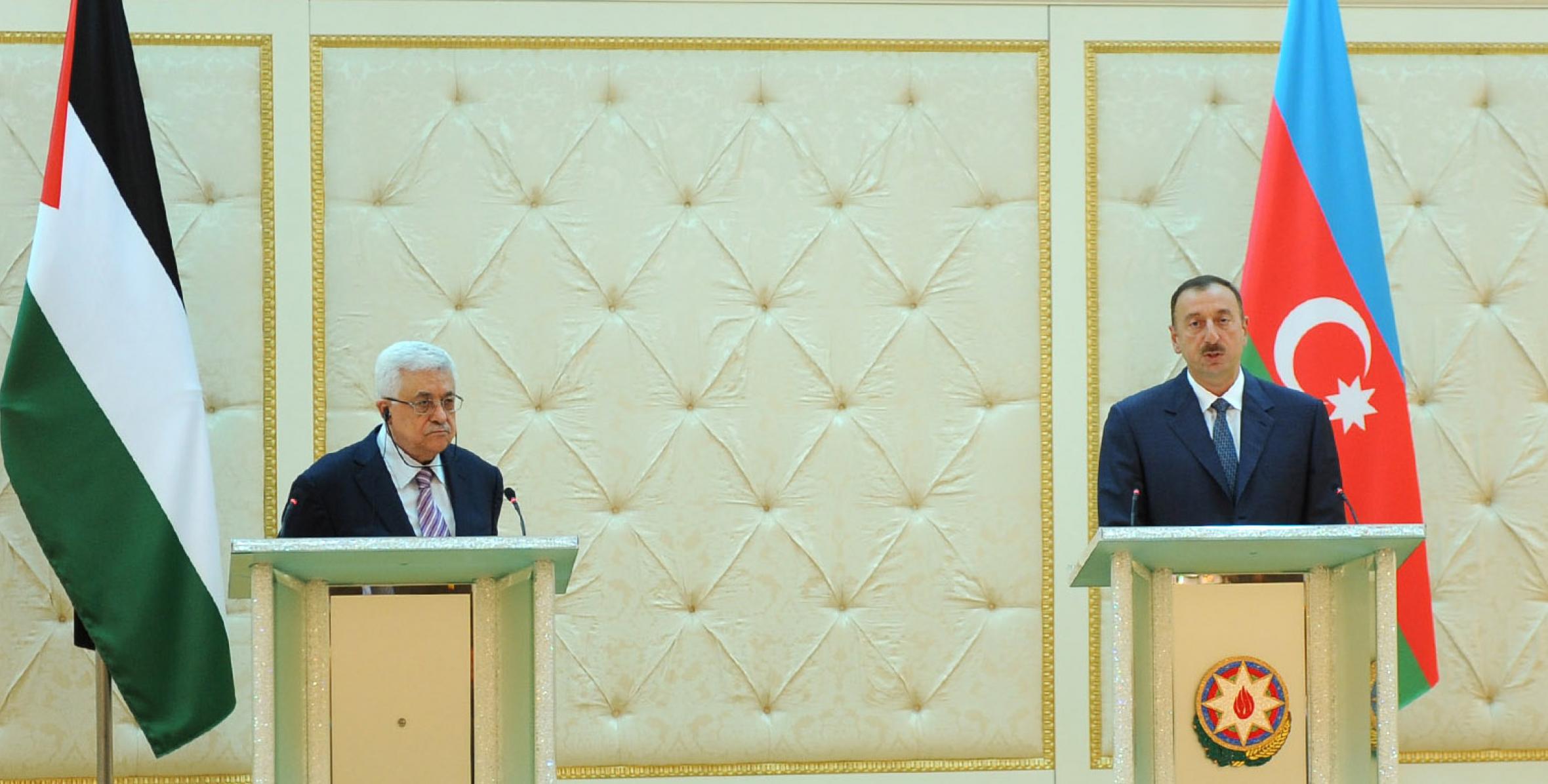 Президенты Азербайджана и Палестины выступили с заявлениями для прессы