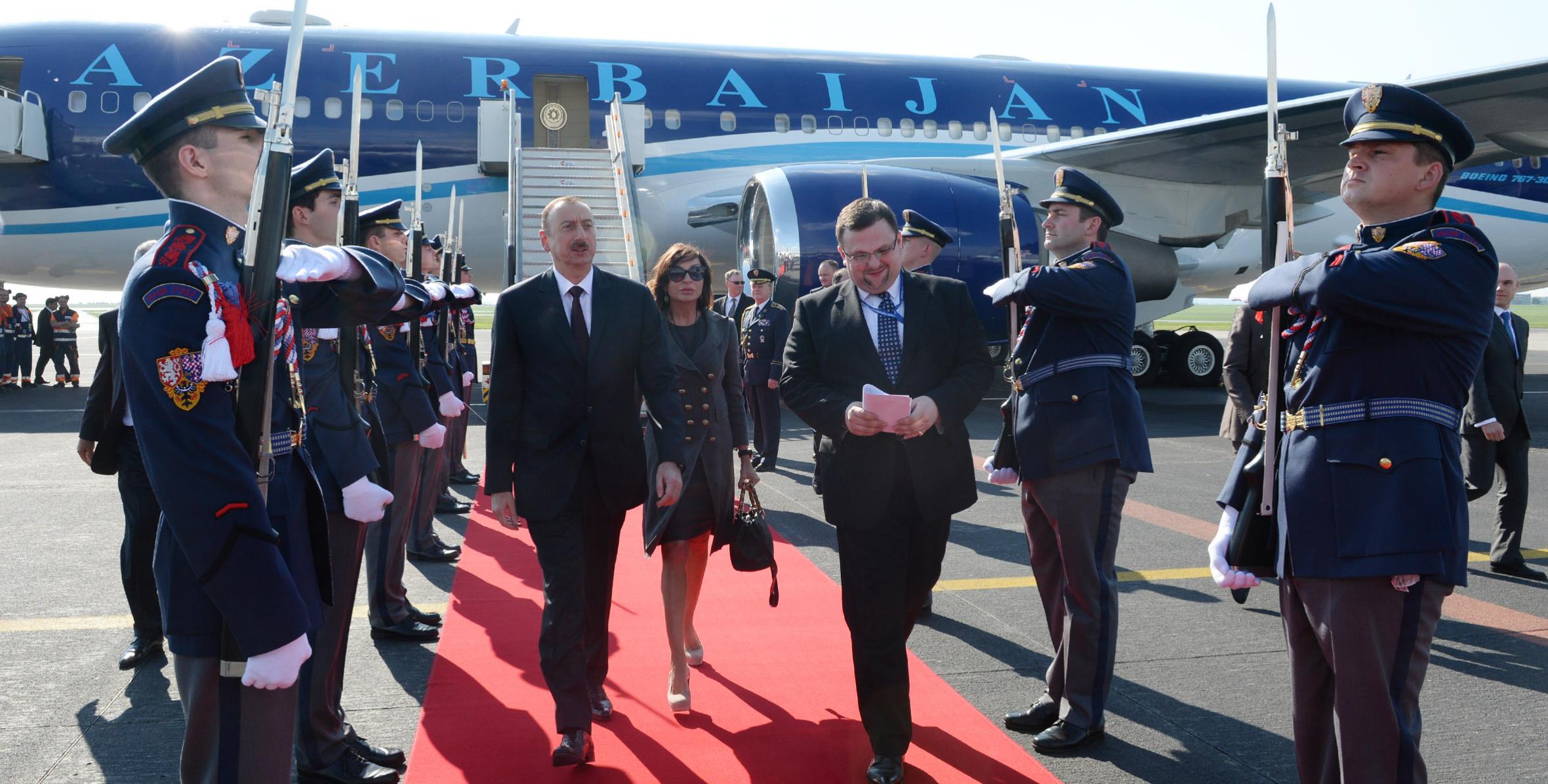 Ilham Aliyev arrived in Czech Republic for working visit