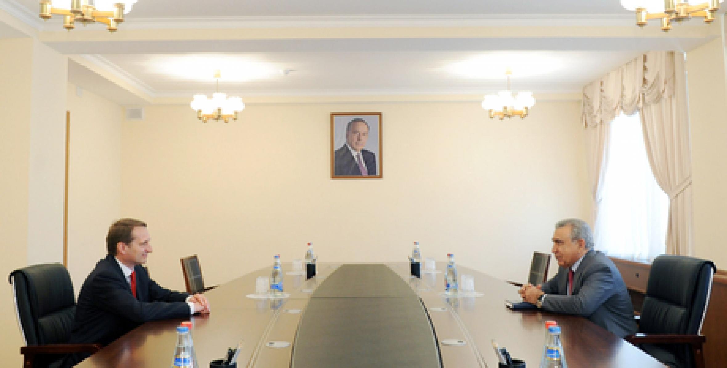 Prezident Administrasiyasının rəhbəri Ramiz Mehdiyev Dövlət Dumasının sədri Sergey Narışkin ilə görüşmüşdür