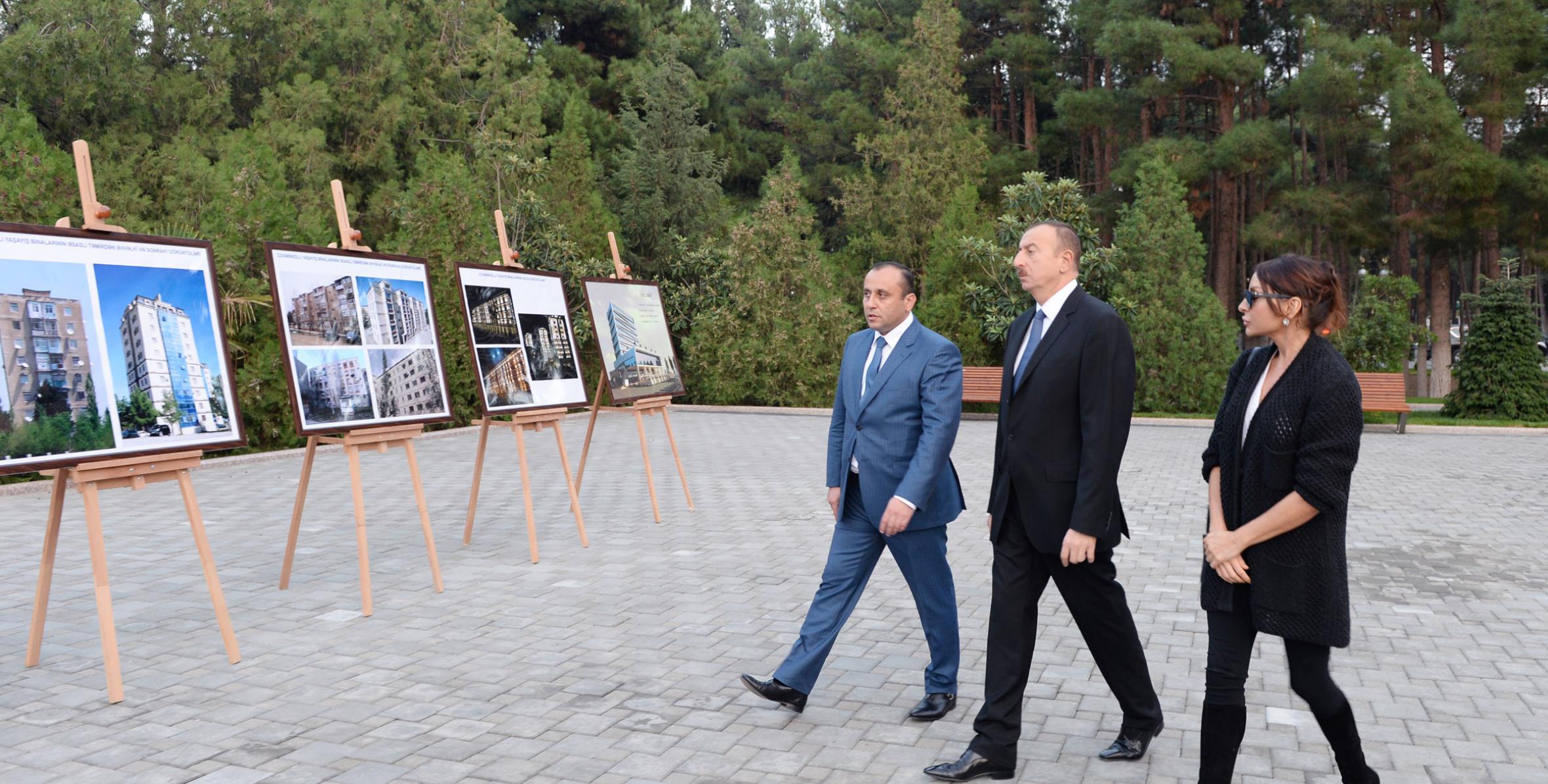 Ilham Aliyev arrived in Naftalan District on a visit