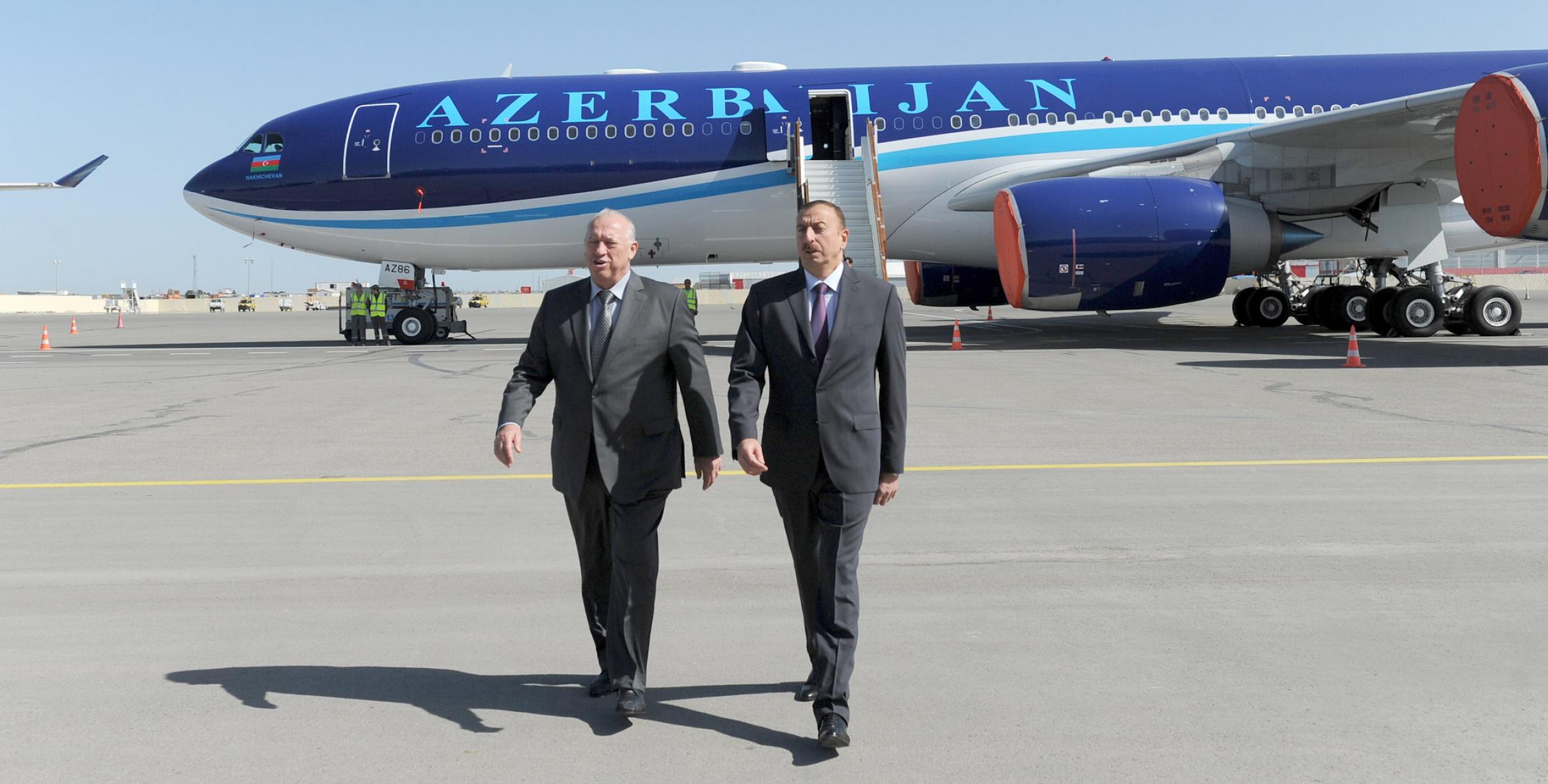Ilham Aliyev examined progress of construction of a modern hangar and passenger terminal facilities at the Heydar Aliyev International Airport, attended the opening of the International Logistics Center and reviewed new passenger liners