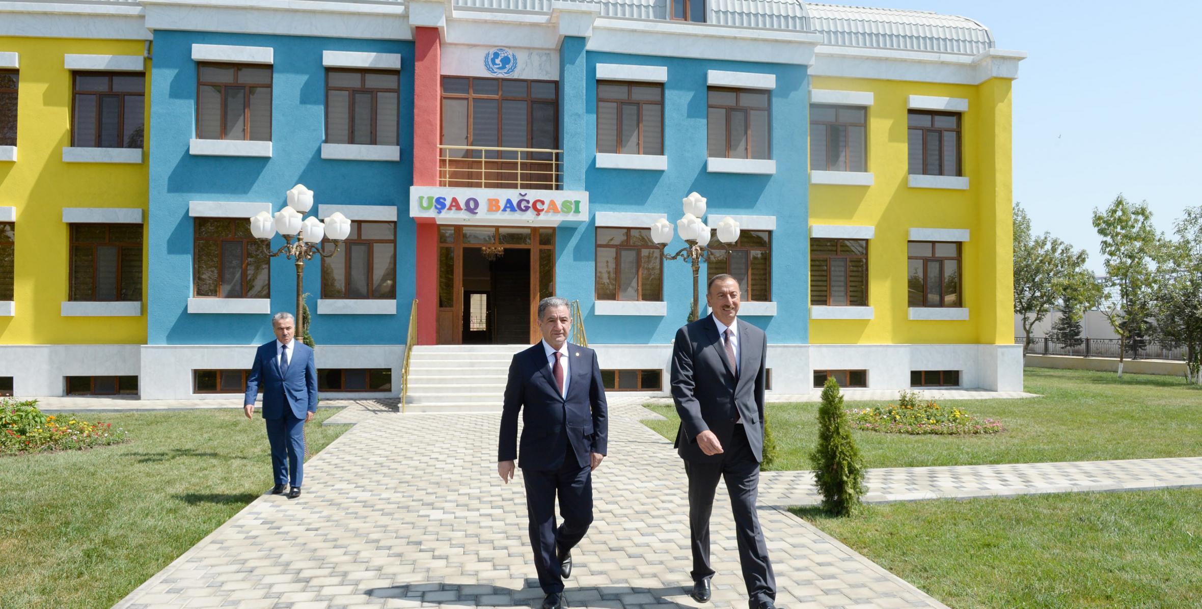 Ильхам Алиев принял участие в открытии детского сада в Бейлягане