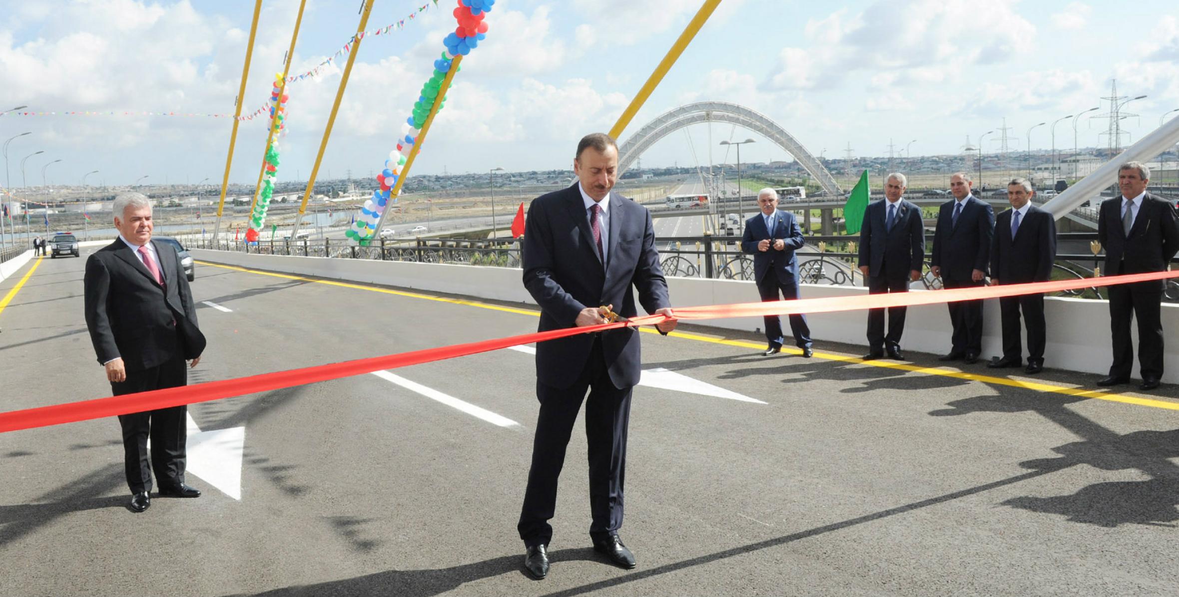 Ilham Aliyev attended the opening ceremony of a third section of the tiered road junction at the crossing of the Ziya Bunyadov and Heydar Aliyev Avenues