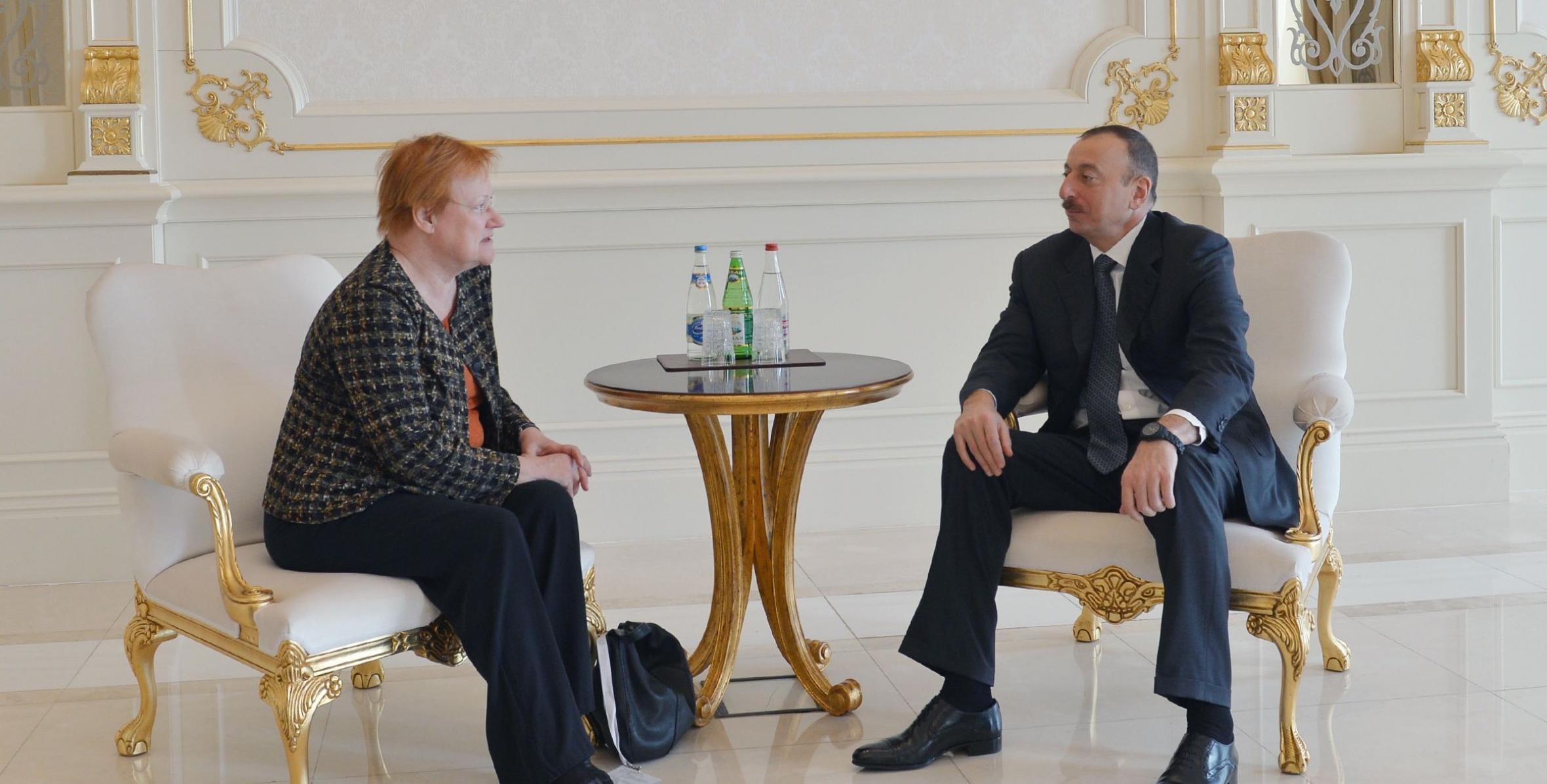 Ilham Aliyev received former President of Finland Tarja Halonen