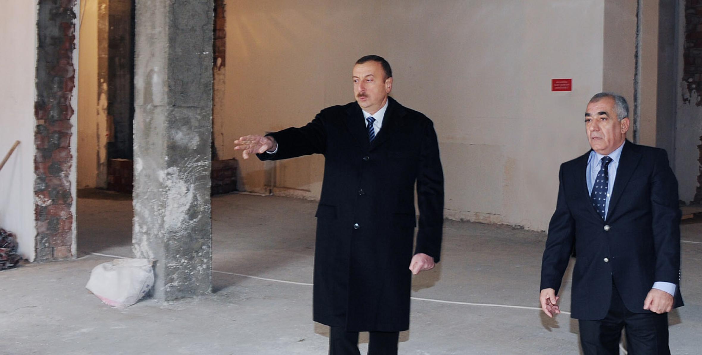 Ilham Aliyev checked out the ongoing construction process at the new building of school No. 6 in Sabail district of Baku