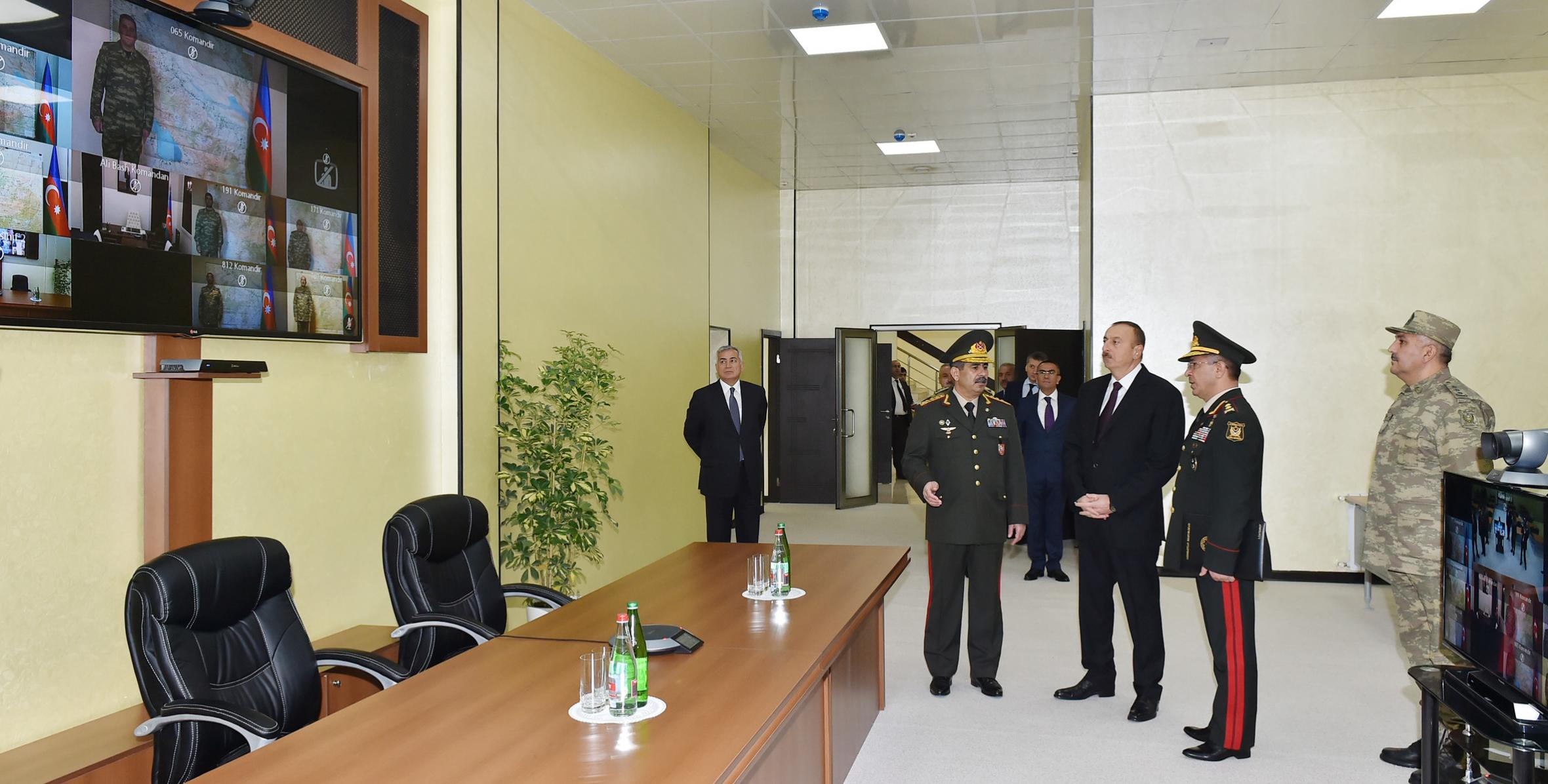 Ильхам Алиев принял участие в открытии здания штаба, построенного на территории военного городка Шамкирского военного соединения