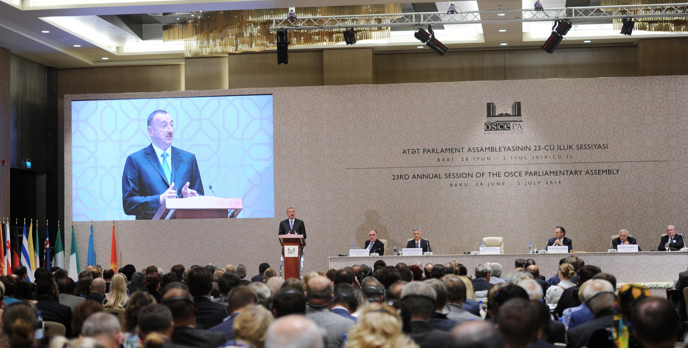 Ильхам Алиев принял участие в открытии пленарного заседания 23-й ежегодной сессии Парламентской Ассамблеи ОБСЕ в Баку