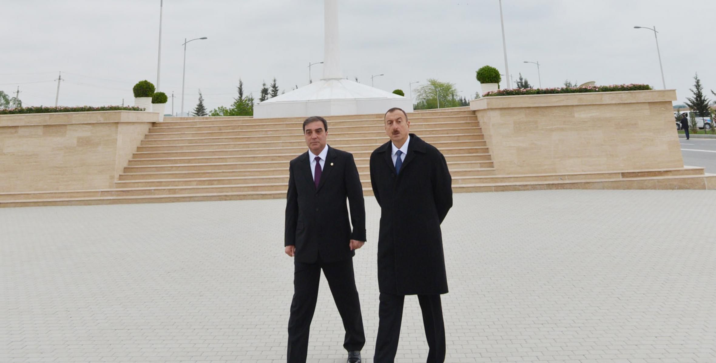 Ильхам Алиев ознакомился с площадью Флага в Мингячевире