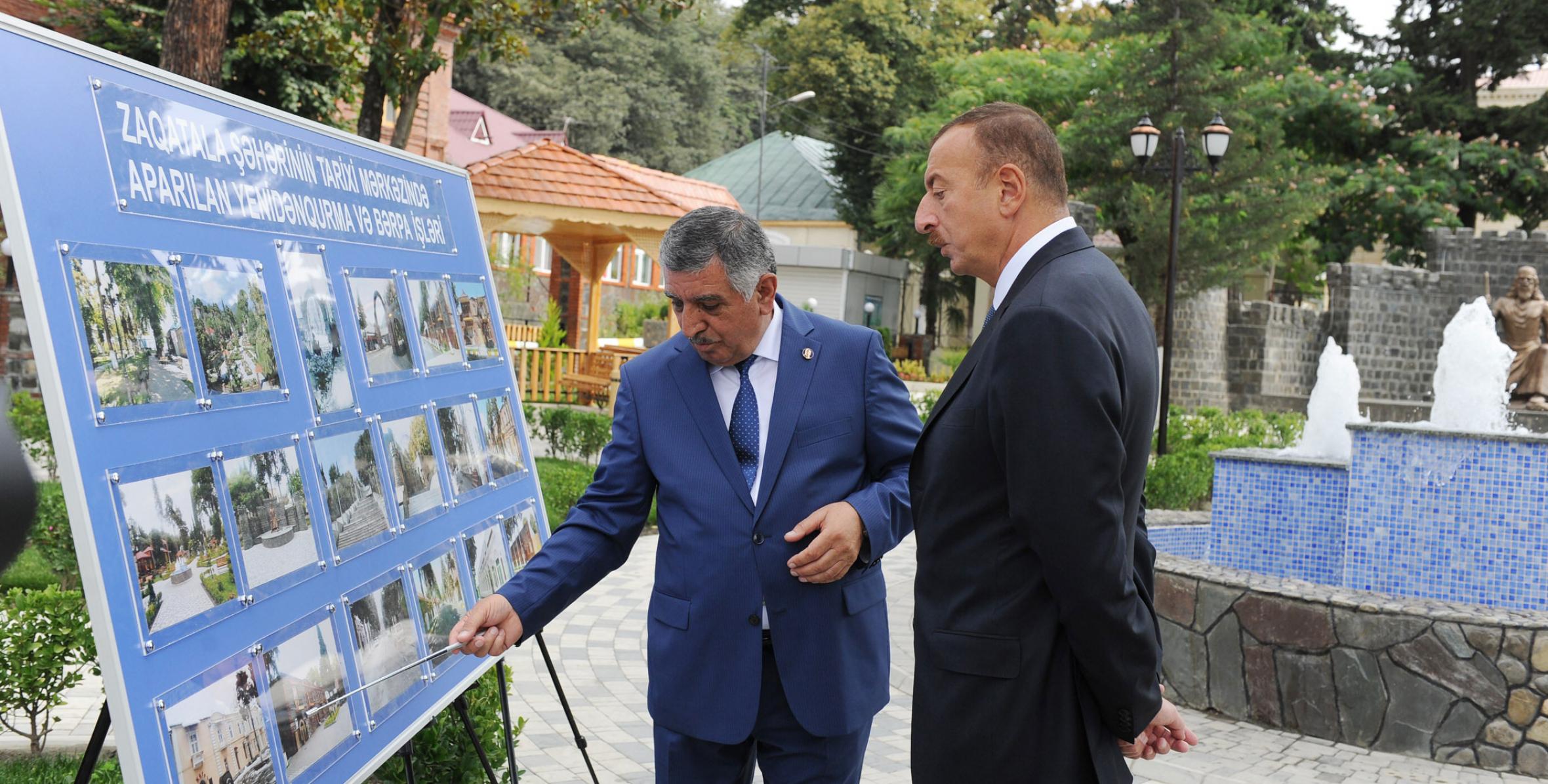 Ильхам Алиев ознакомился с состоянием исторического центра города Загатала после реконструкции и реставрации