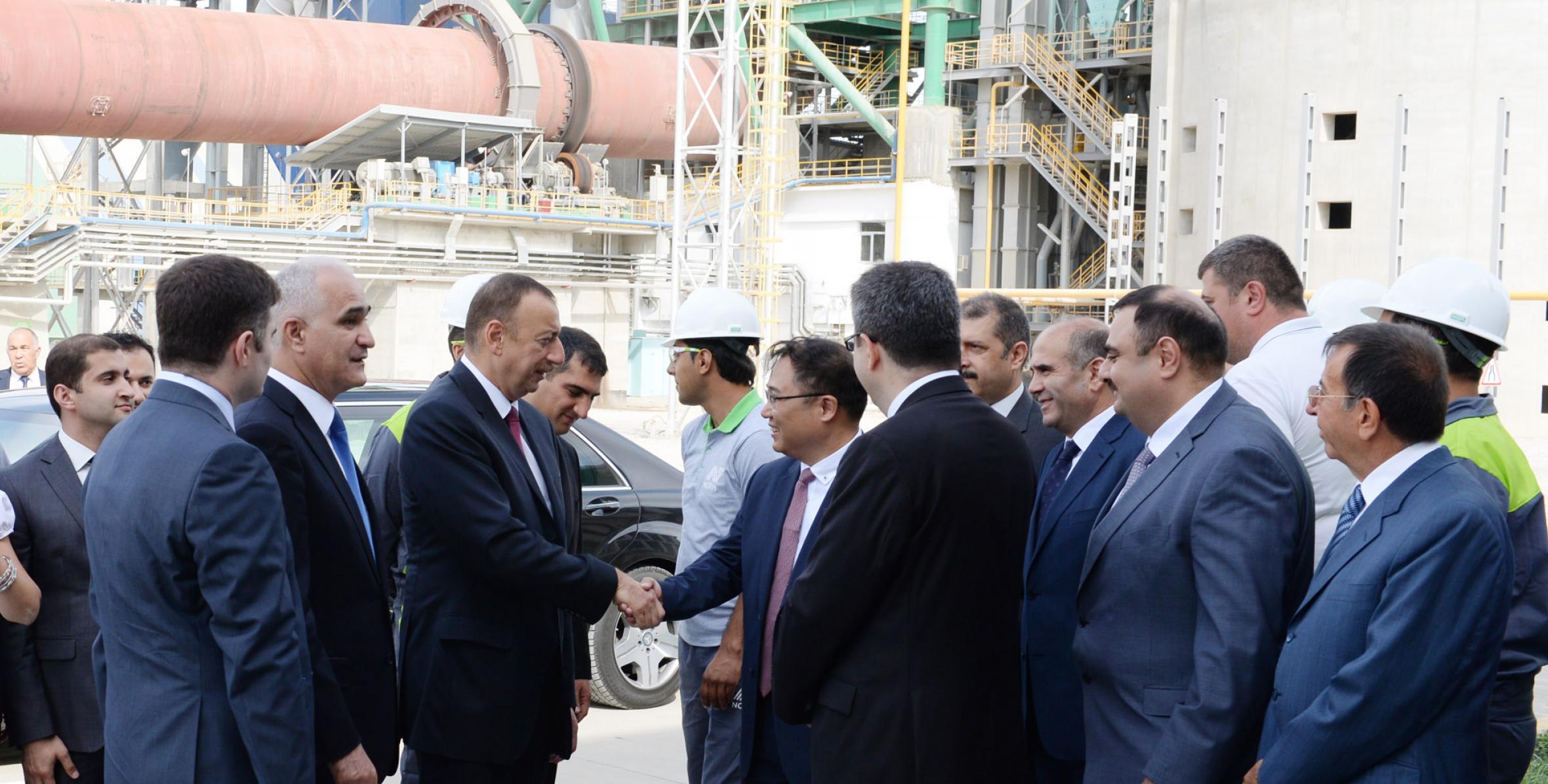 Ilham Aliyev attended the opening of Norm concrete plant