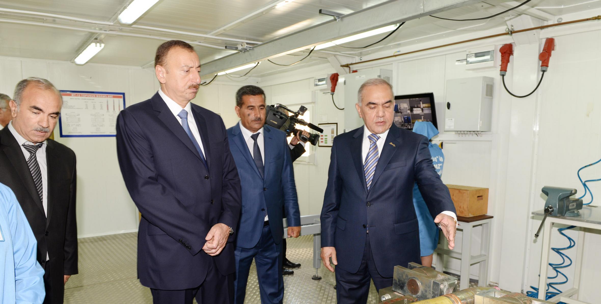Ильхам Алиев принял участие в открытии центра утилизации боеприпасов в составе ширванского завода «Араз» Производственного объединения «Уфуг» Министерства оборонной промышленности