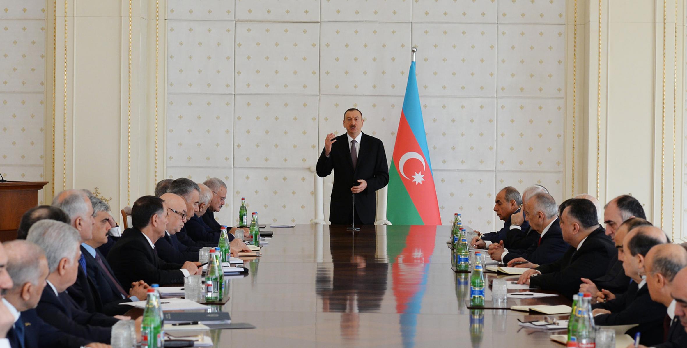 Opening speech by Ilham Aliyev at the meeting of the Cabinet of Ministers dedicated to the results of socioeconomic development in the first quarter of 2015 and objectives for the future