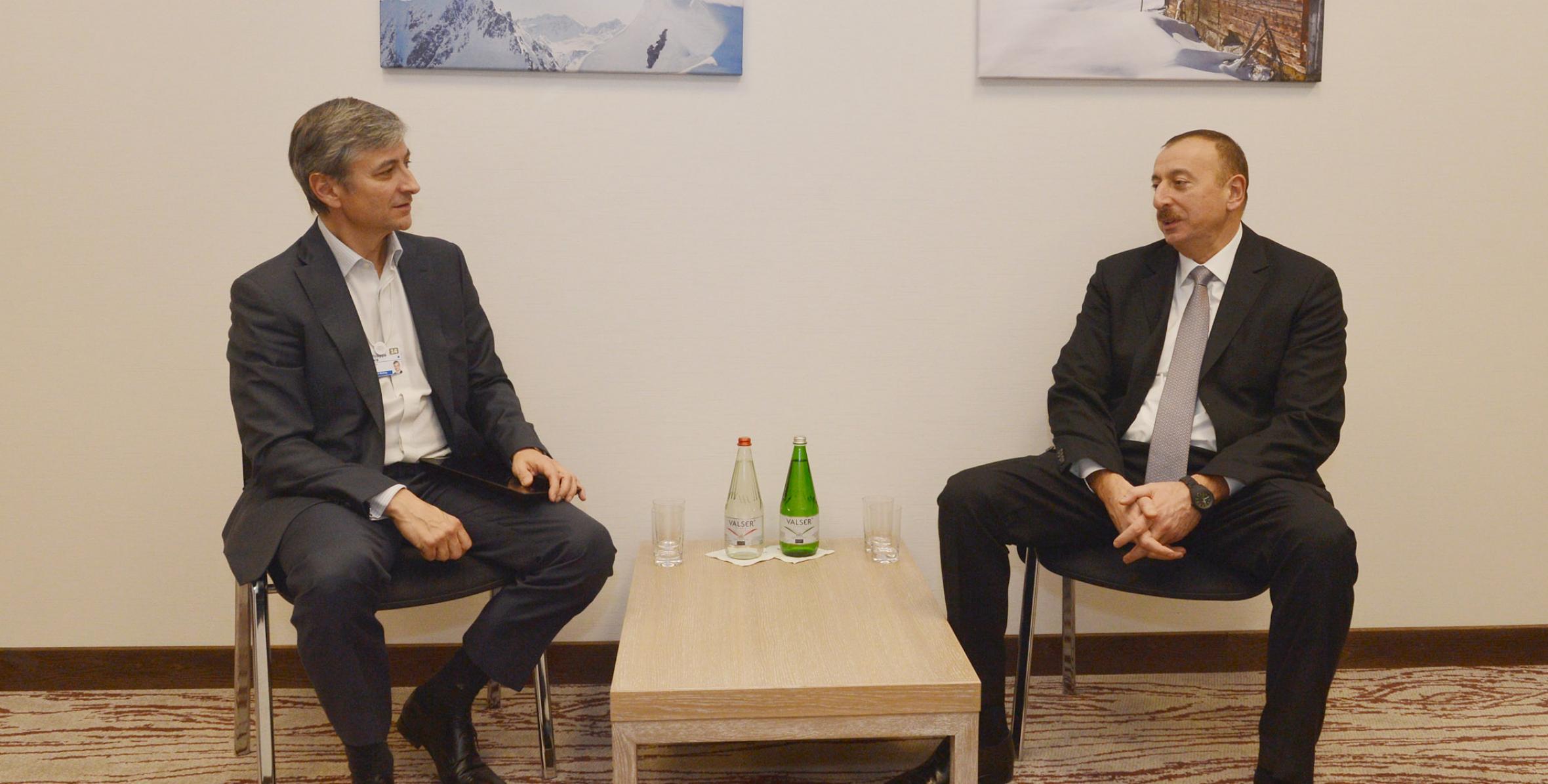 Ильхам Алиев встретился в Давосе с президентом компании «Microsoft International» Жаном Филиппом Куртуа