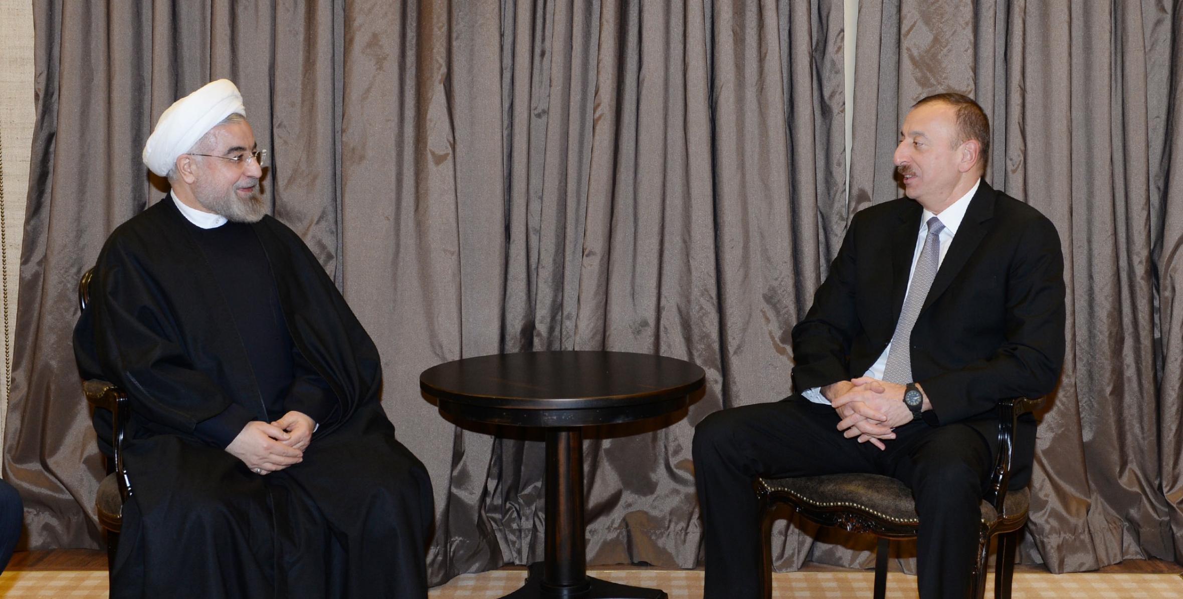 Ilham Aliyev and Iranian President Hassan Rouhani met