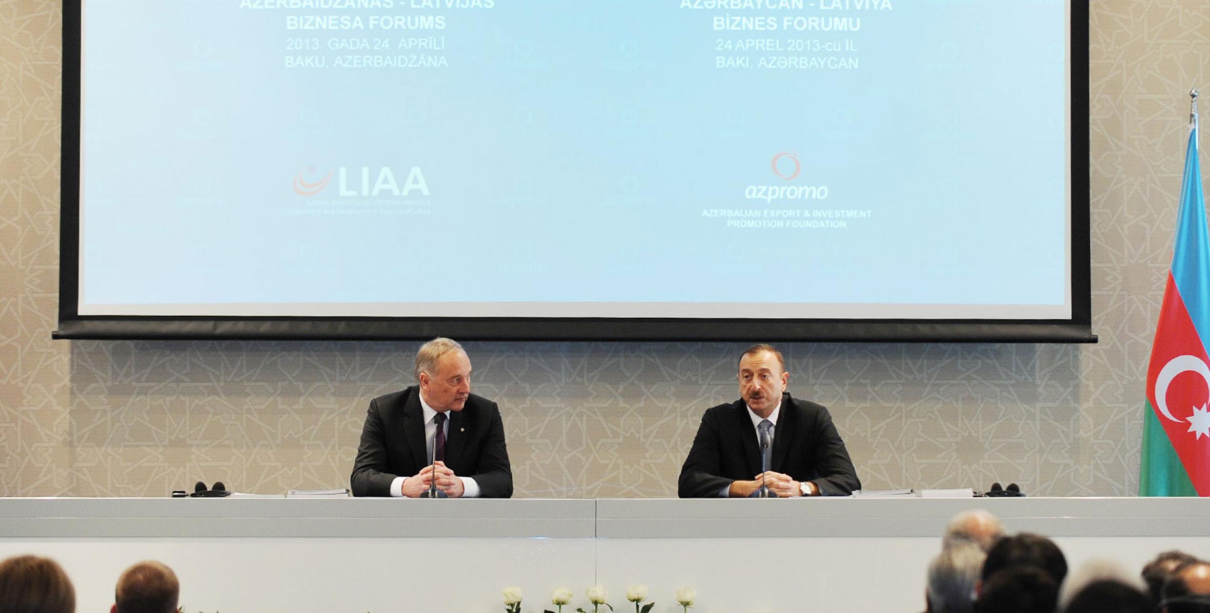 Ilham Aliyev and President of the Republic of Latvia Andris Berzins attended the Azerbaijani-Latvian business forum