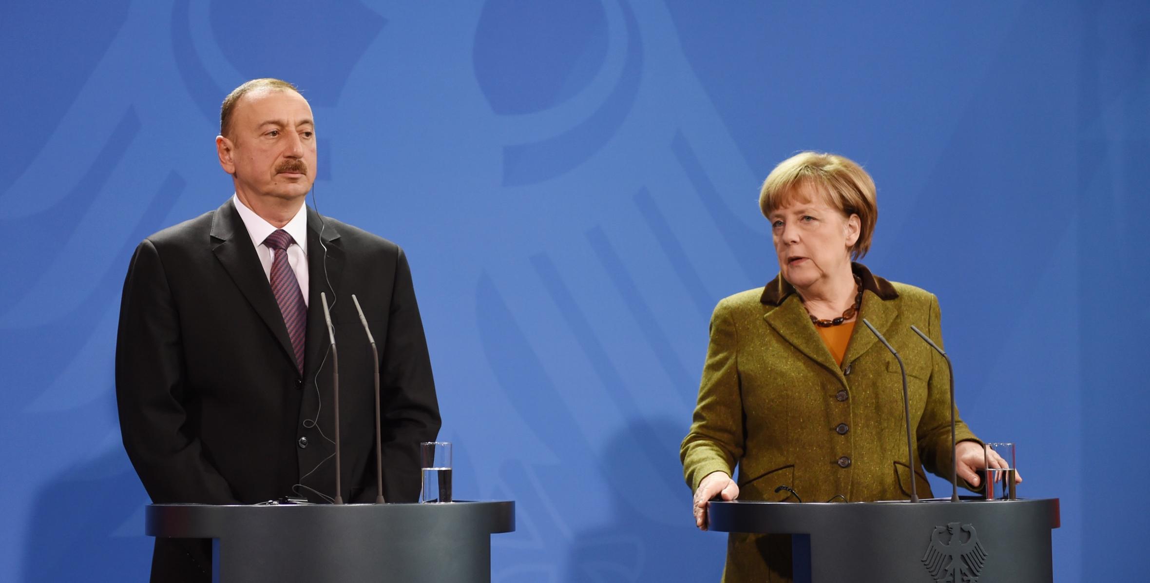 Пресс-конференция Президента Азербайджана Ильхама Алиева и канцлера Германии Ангелы Меркель