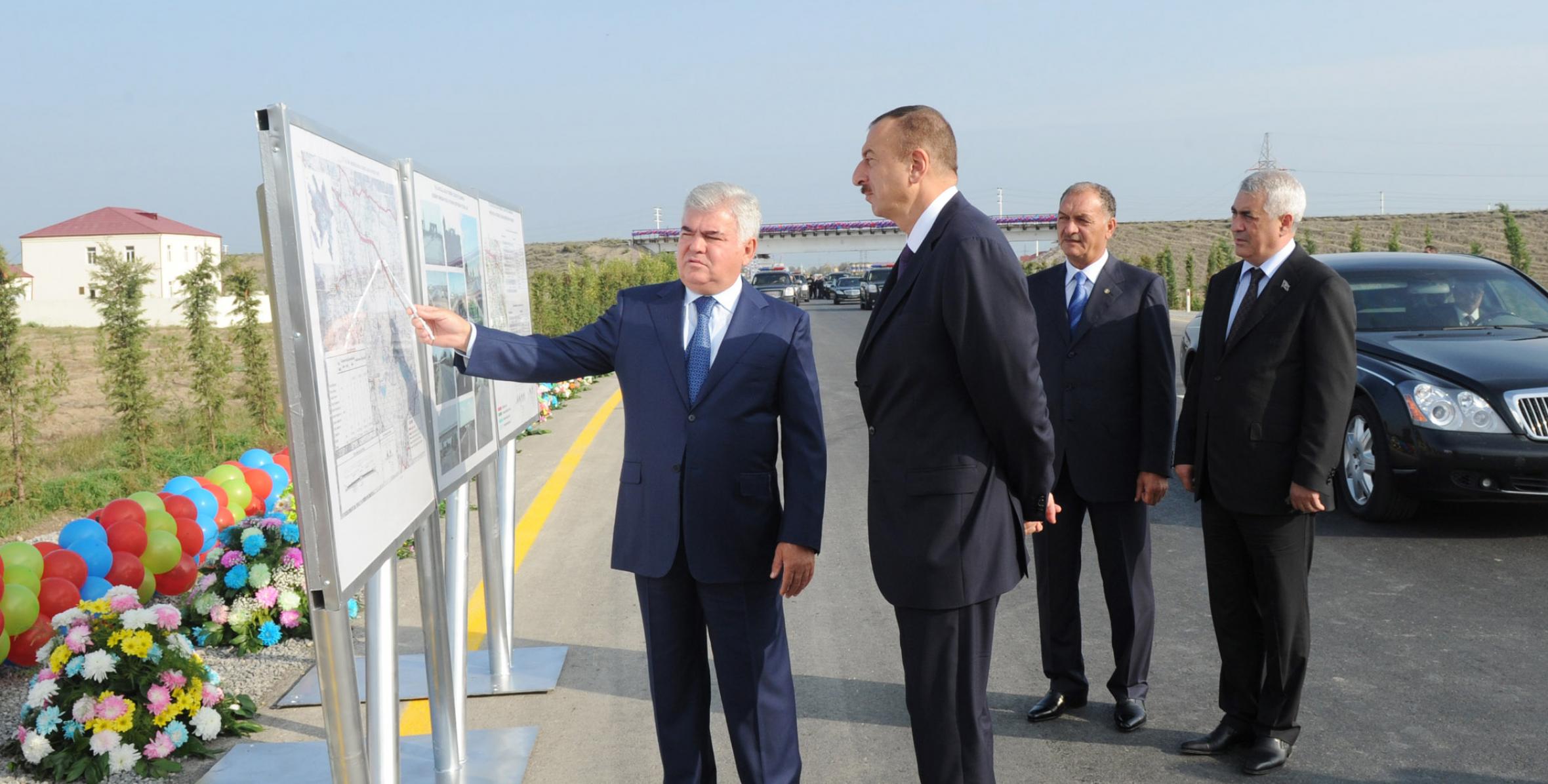 Ilham Aliyev attended the opening of a 29-km Yevlakh-Barda section of the Yevlakh-Khojaly-Lachin highway
