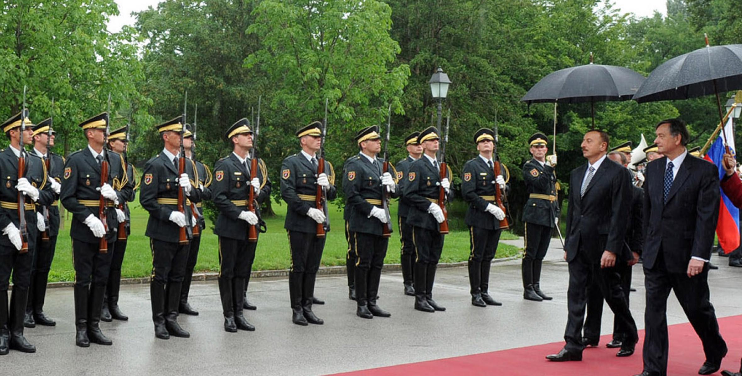 Церемония официальной встречи Ильхама Алиева в Словении