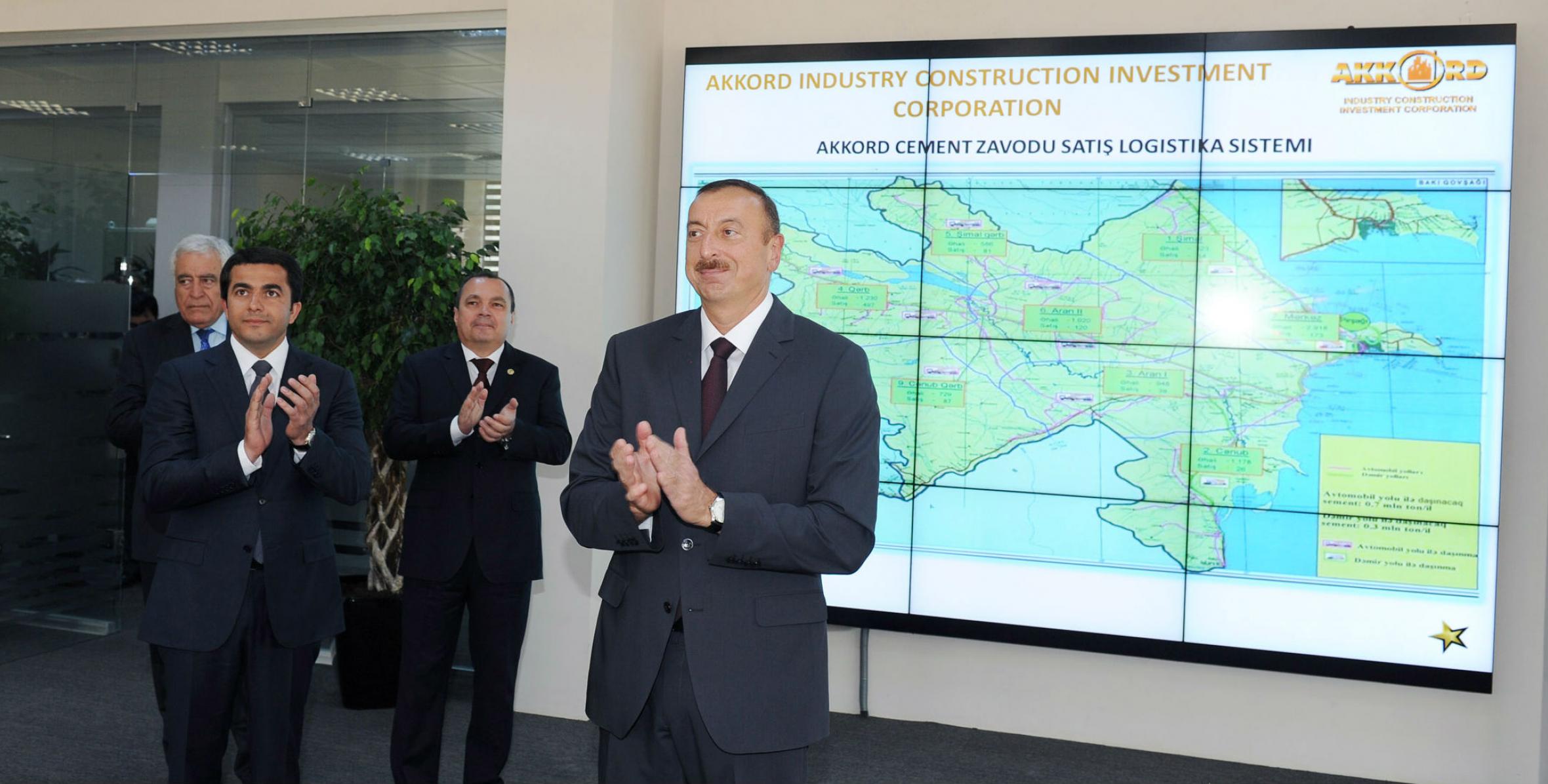 Ilham Aliyev attended the opening of a new production line at the Gazakh cement plant