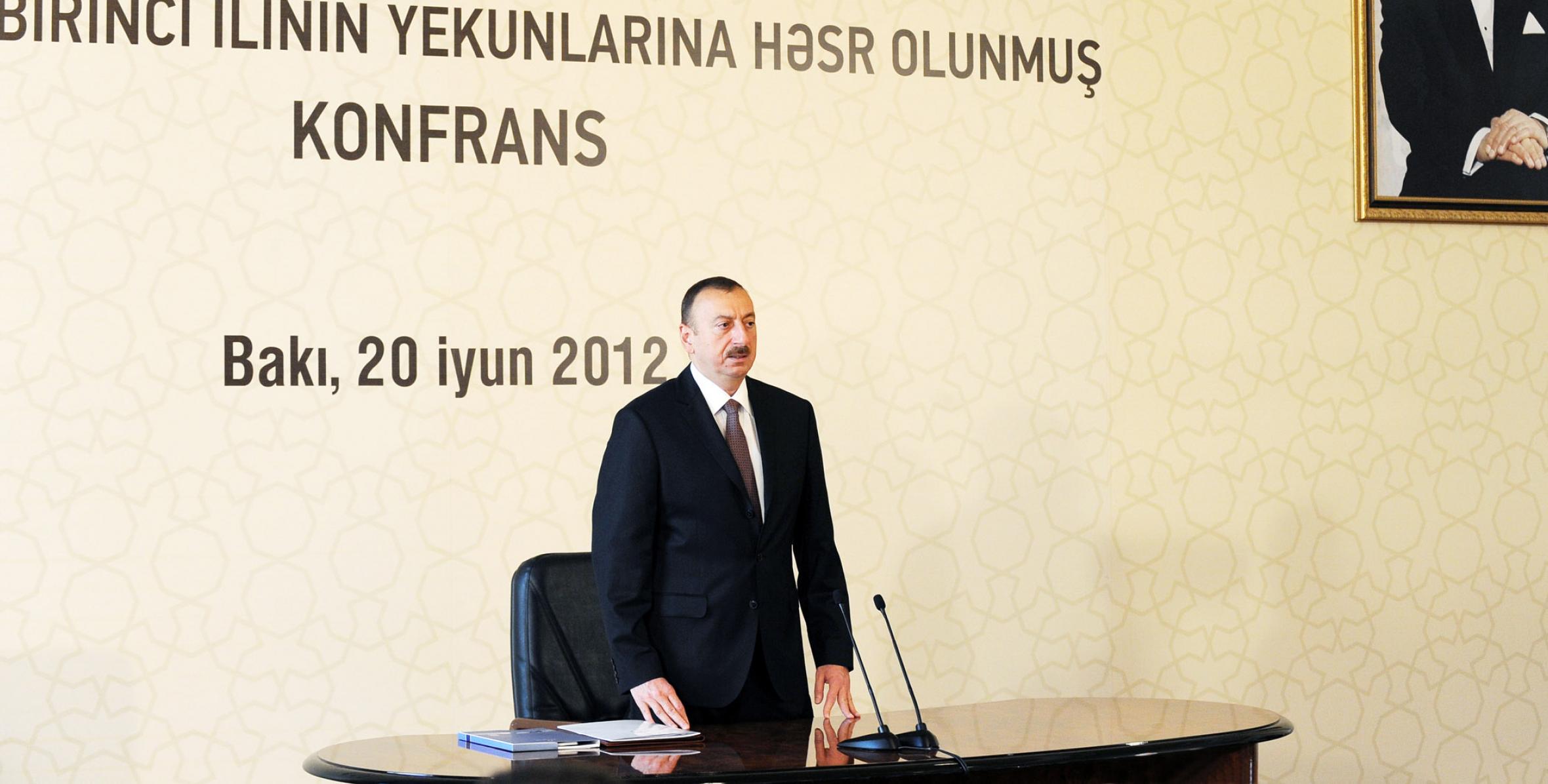 Opening speech by Ilham Aliyev at the conference on the results of the first year of the “State program on the socioeconomic development of Baku and its suburban settlements in 2011-2013”