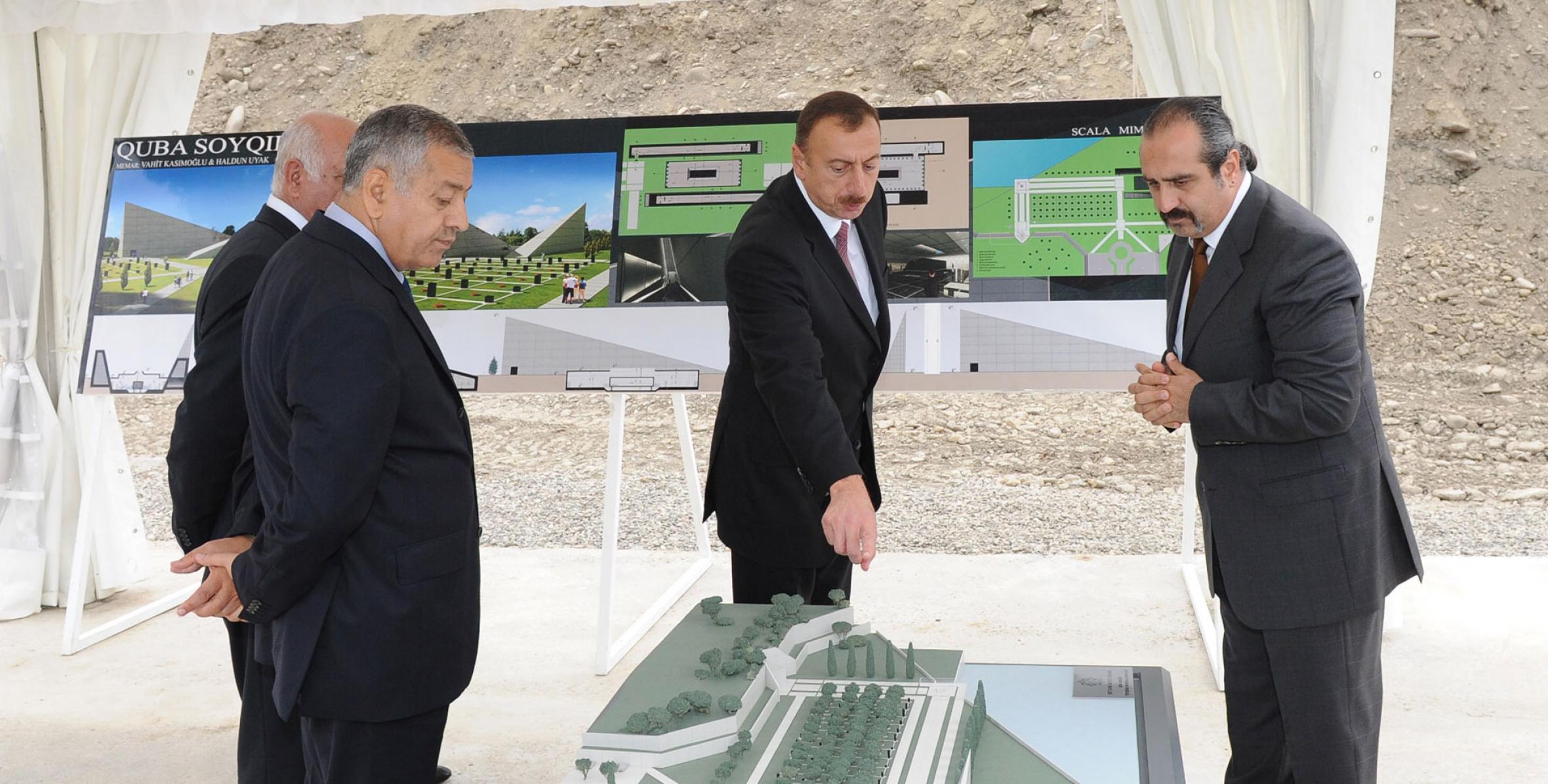 Ilham Aliyev reviewed the construction of a memorial and office building at the burial site of genocide victims in Guba