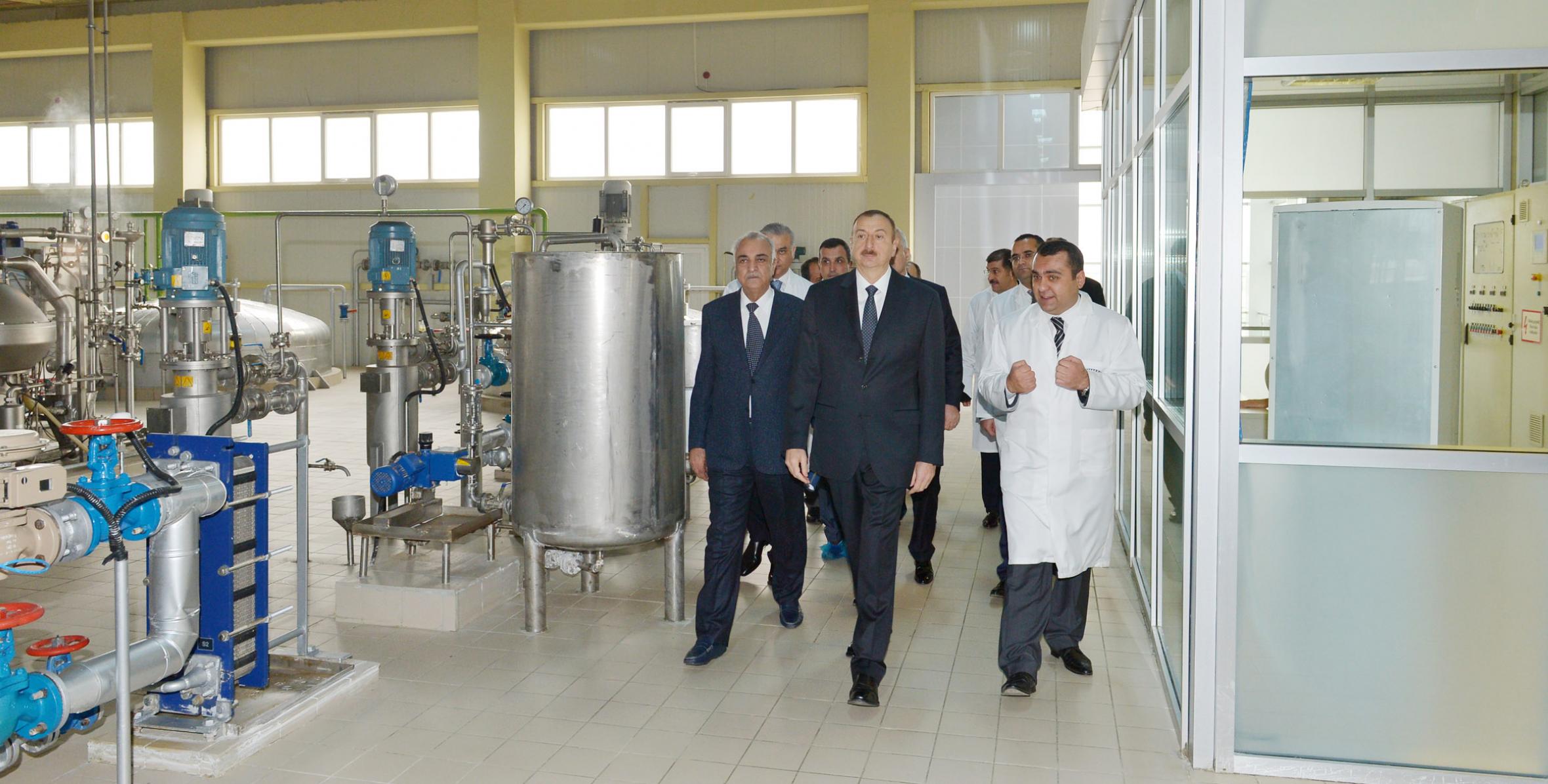 Ильхам Алиев принял участие в открытии фабрики по производству масла, созданной в «Промышленном парке Азерсун»