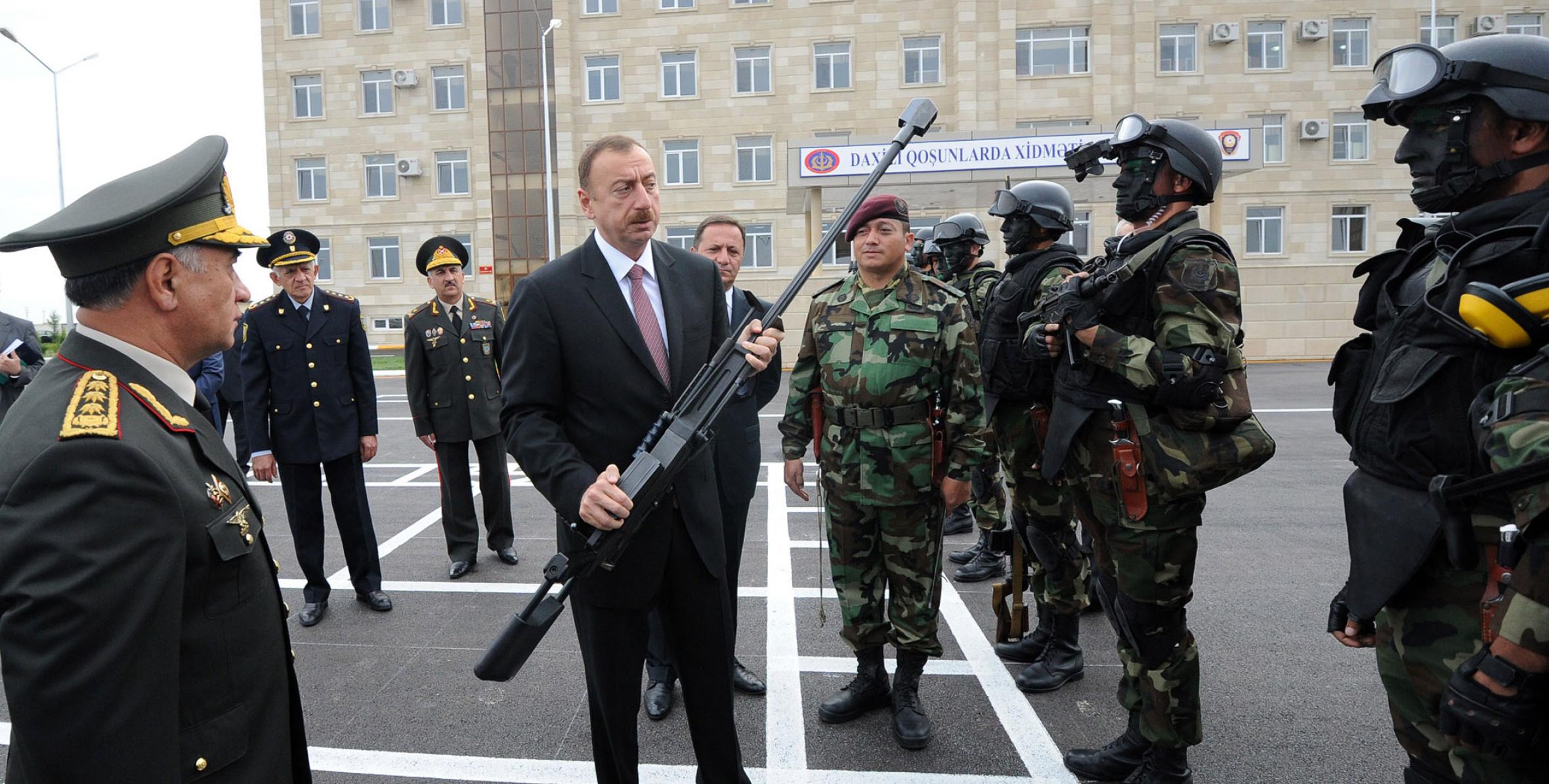 Ilham Aliyev attended the opening of an unspecified internal troops camp in Guba
