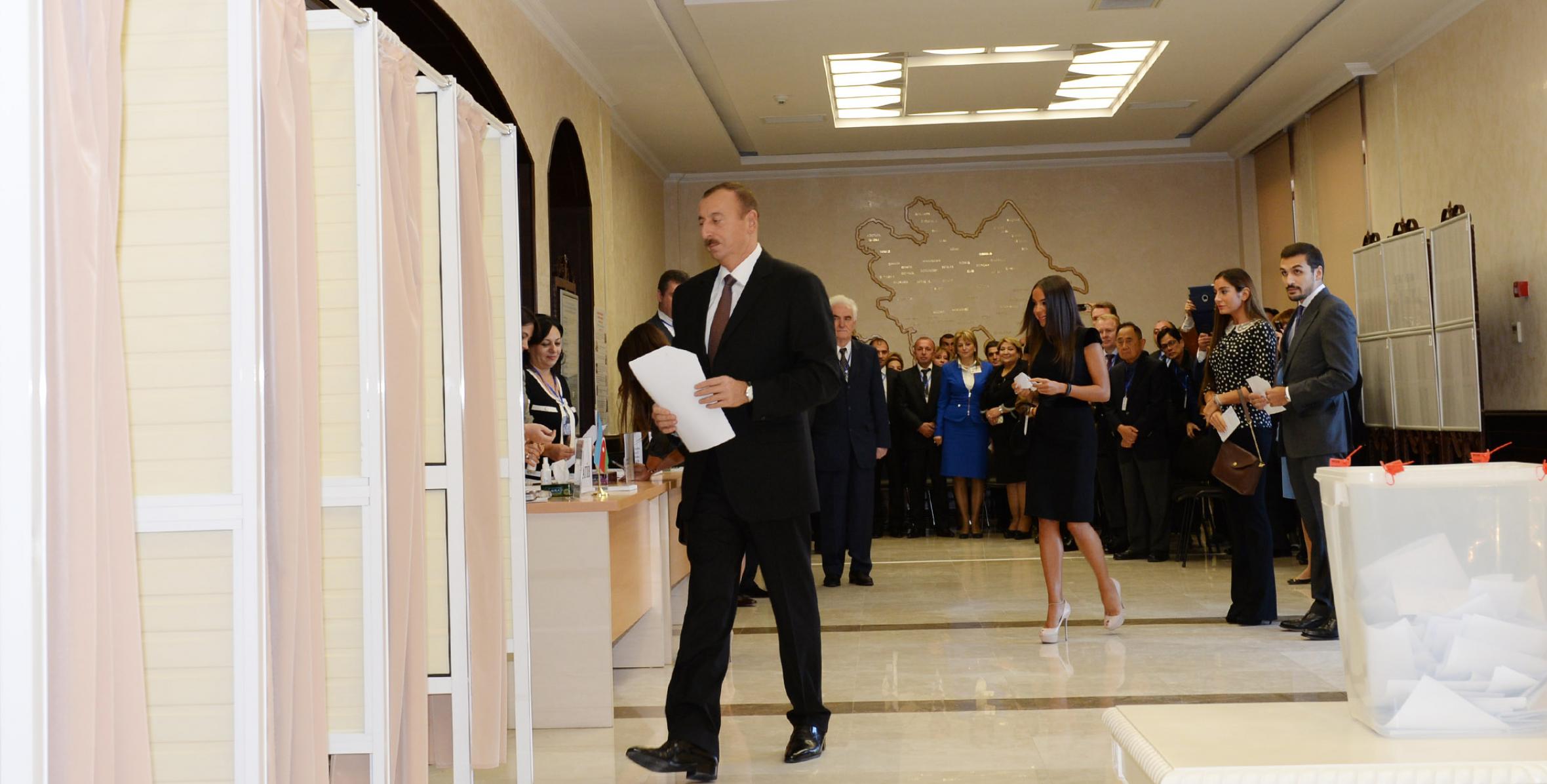 Ilham Aliyev cast his vote at polling station No 6