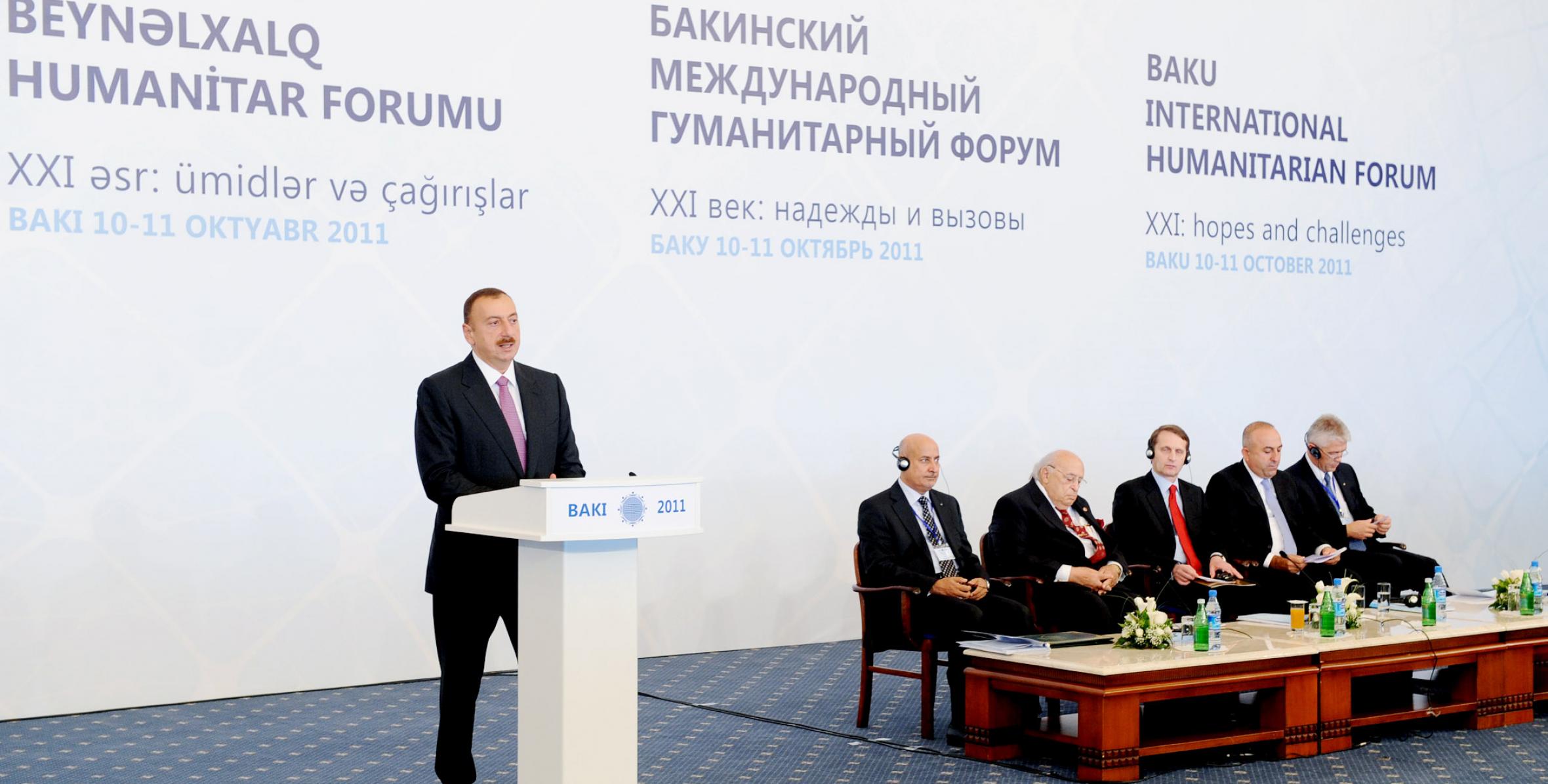 Speech by Ilham Aliyev at the opening of the International Humanitarian Forum