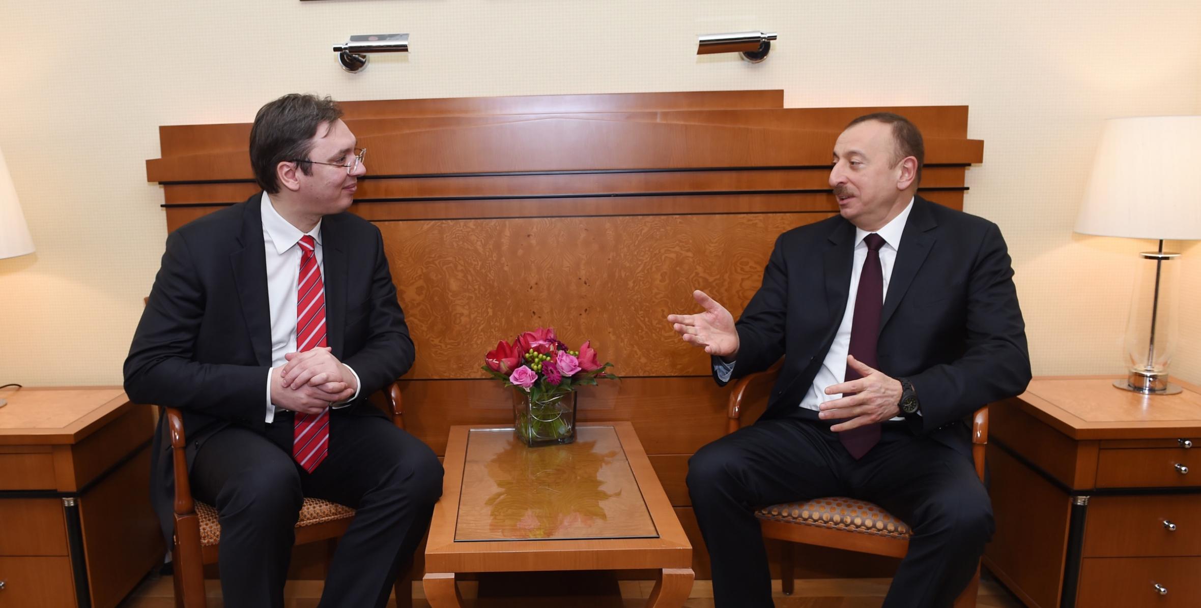 İlham Əliyev Münxendə Serbiyanın Baş naziri Aleksandr Vuçiç ilə görüşüb