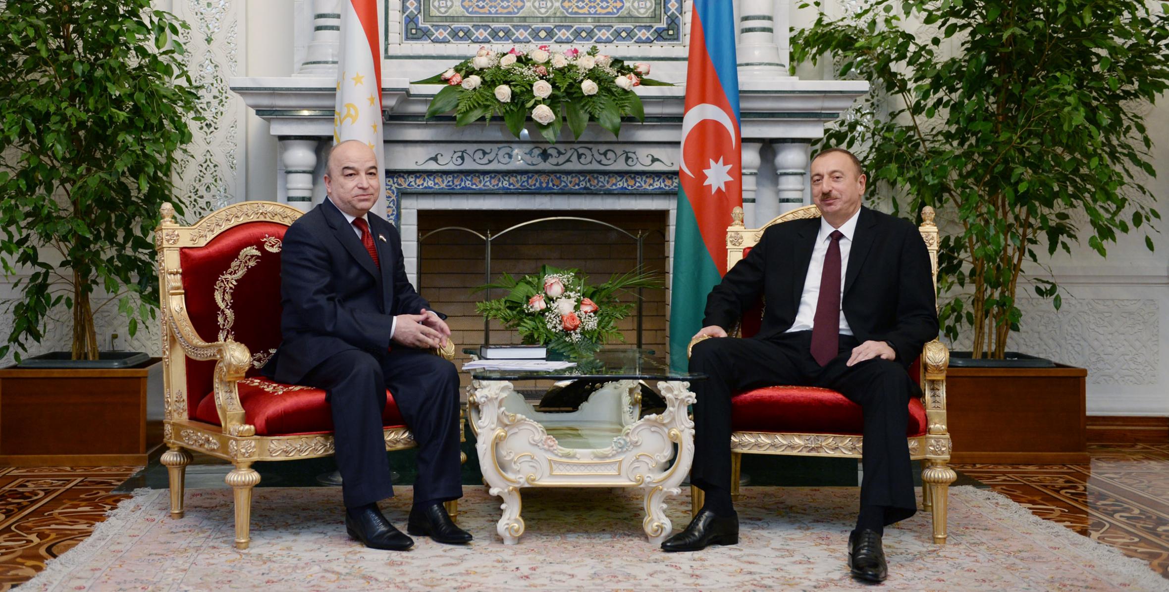 Ilham Aliyev met with the Speaker of the Lower House of the Majlisi Oli of Tajikistan Shukurjon Zuhurov