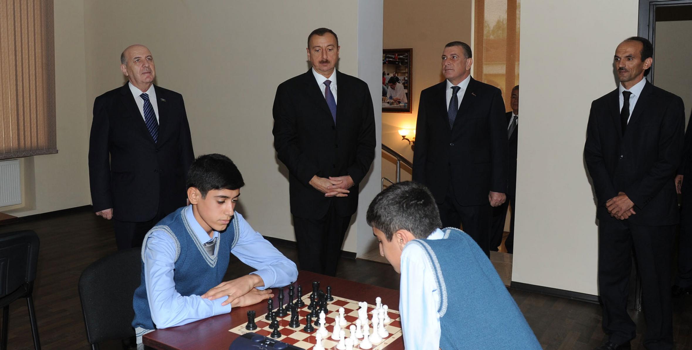 Ilham Aliyev attended the opening of a Chess School in Saatli