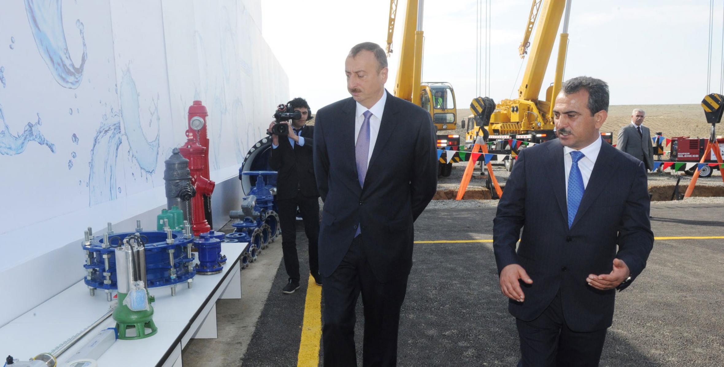 Ильхам Алиев принял участие в церемонии закладки фундамента Ширван-Муганской водопроводной системы в Гаджигабуле