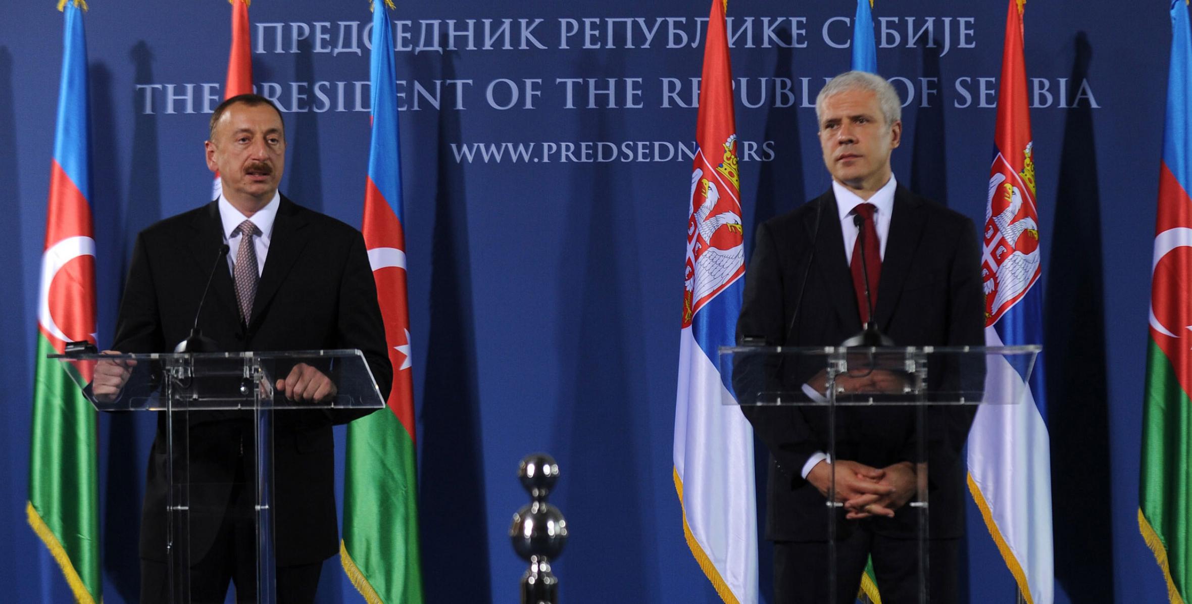 Президенты Азербайджана и Сербии выступили с заявлениями для печати