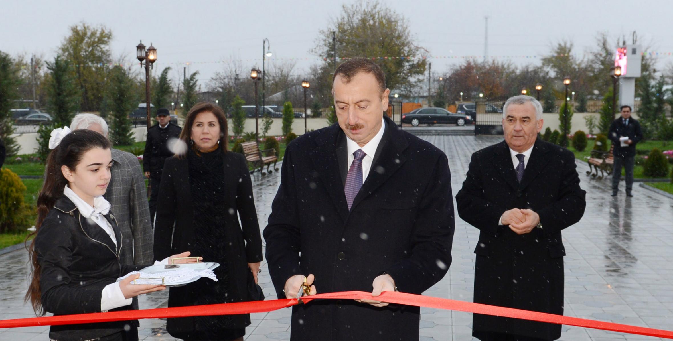 Ilham Aliyev attended the opening of a new building of the Fuzuli District branch of the “Yeni Azerbaijan Party” in Horadiz