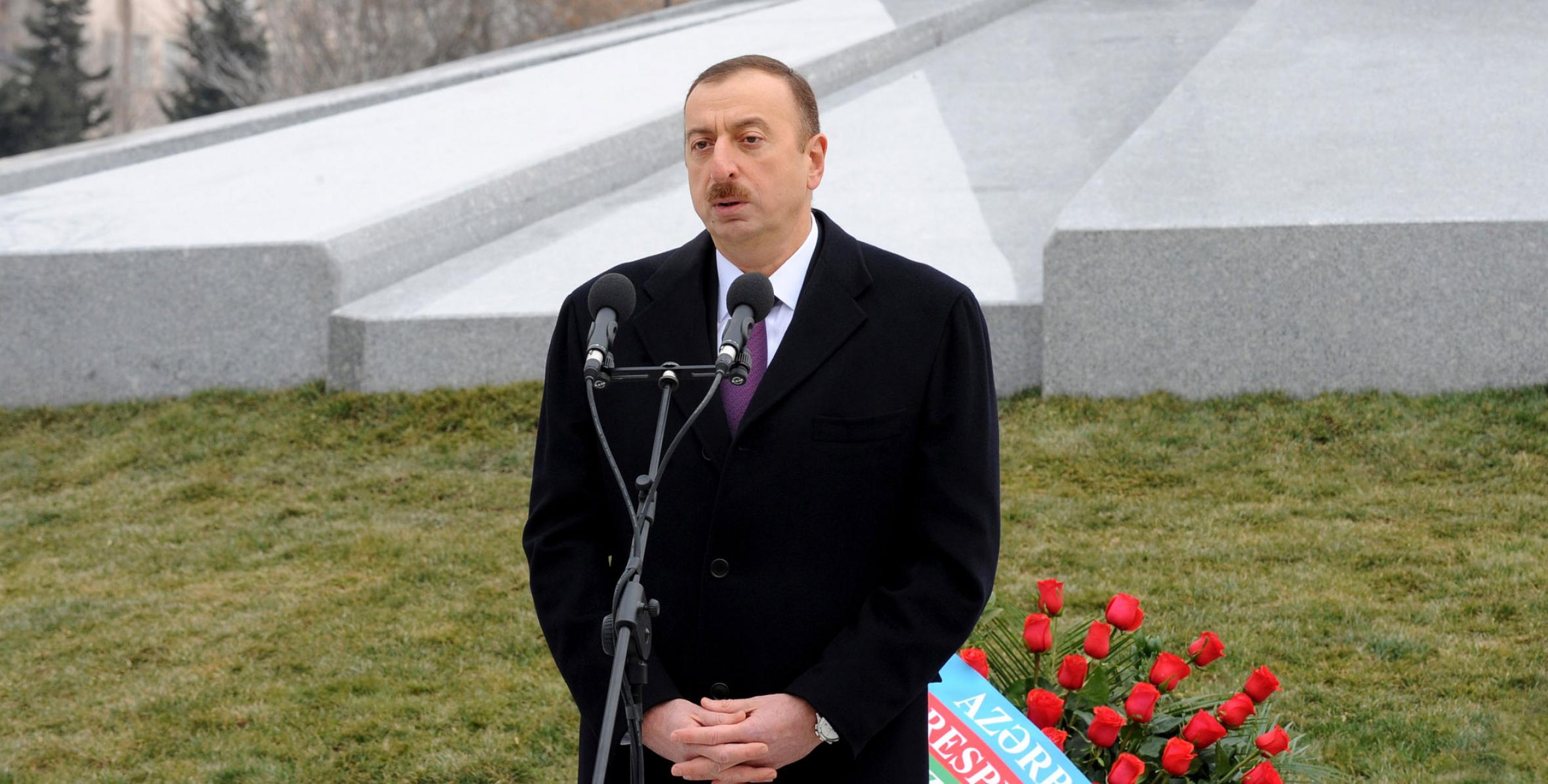 Речь Ильхама Алиева на открытии памятника народному герою Кероглу
