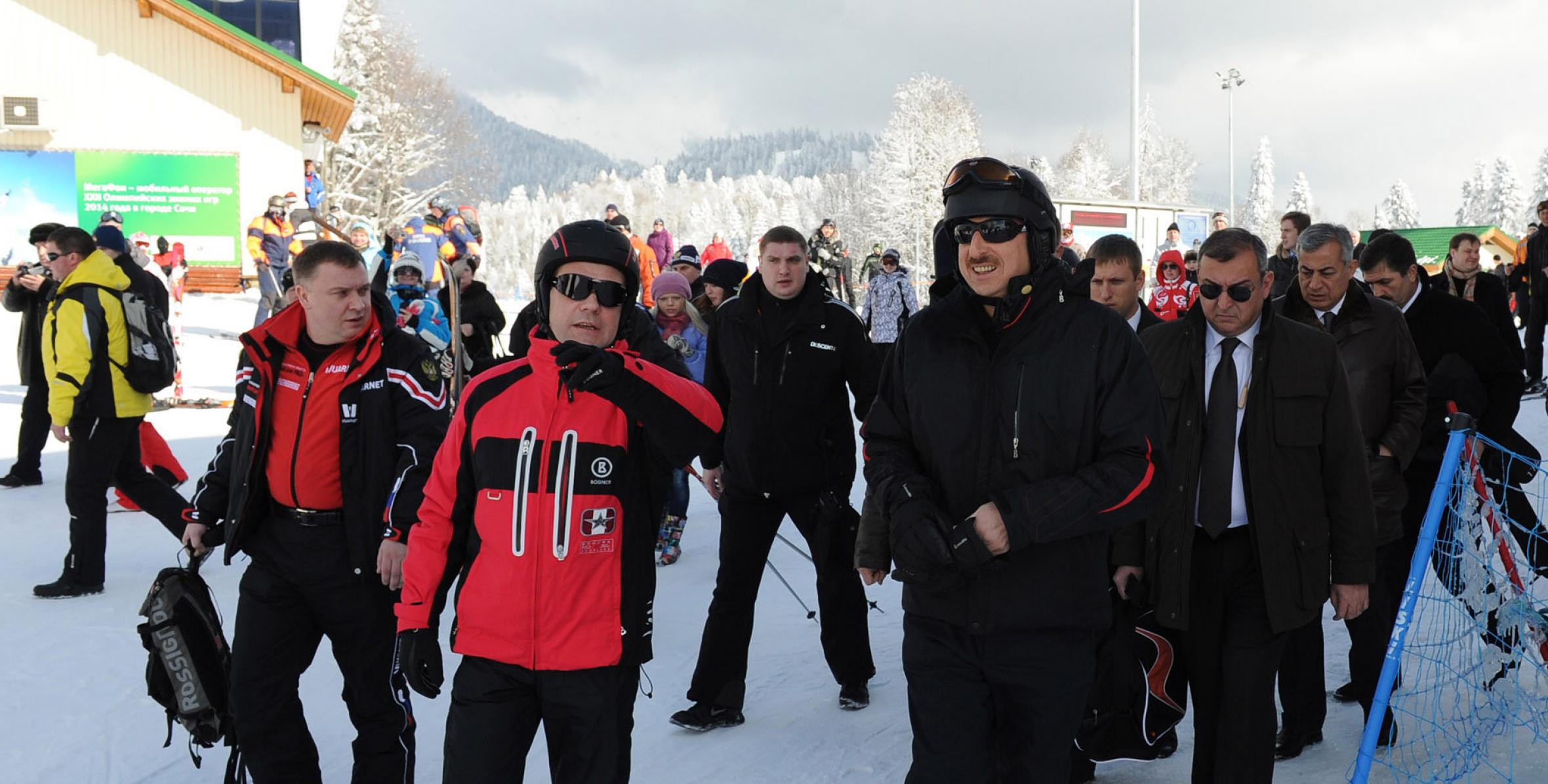 Президенты Азербайджана, России и Армении посетили горнолыжный центр в Сочи