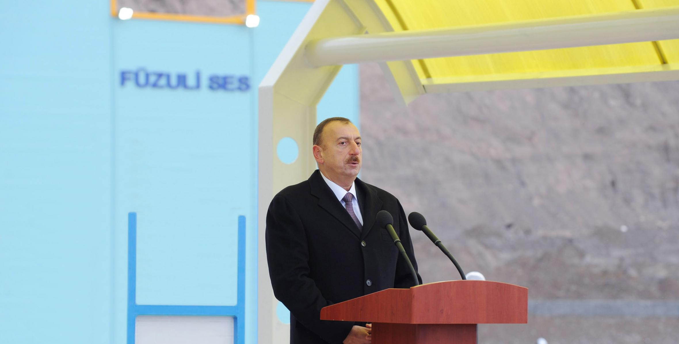 İlham Əliyev Füzuli Su Elektrik  Stansiyasının açılışında iştirak etmişdir